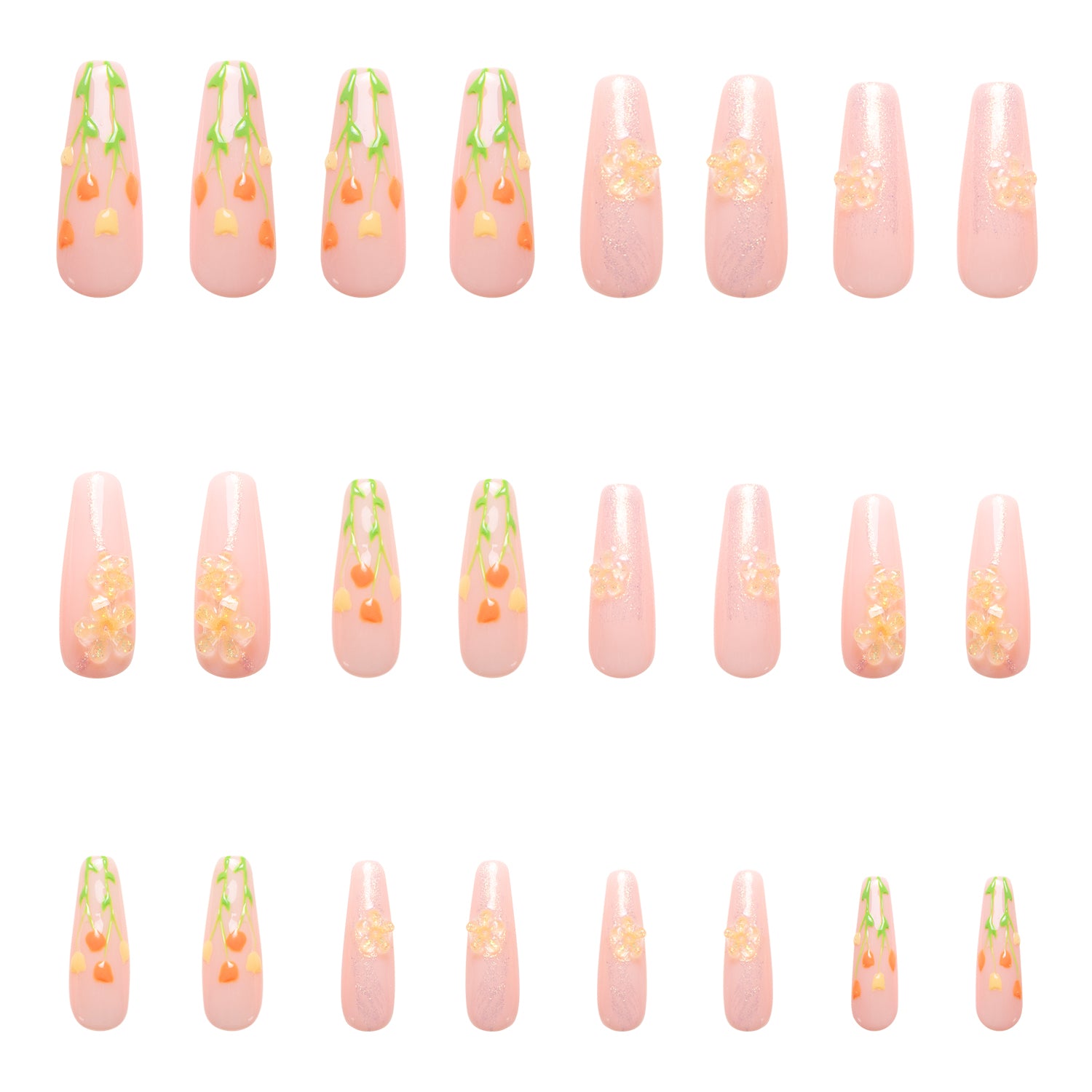 Flower Refresher Handmade Nails 24pcs H313