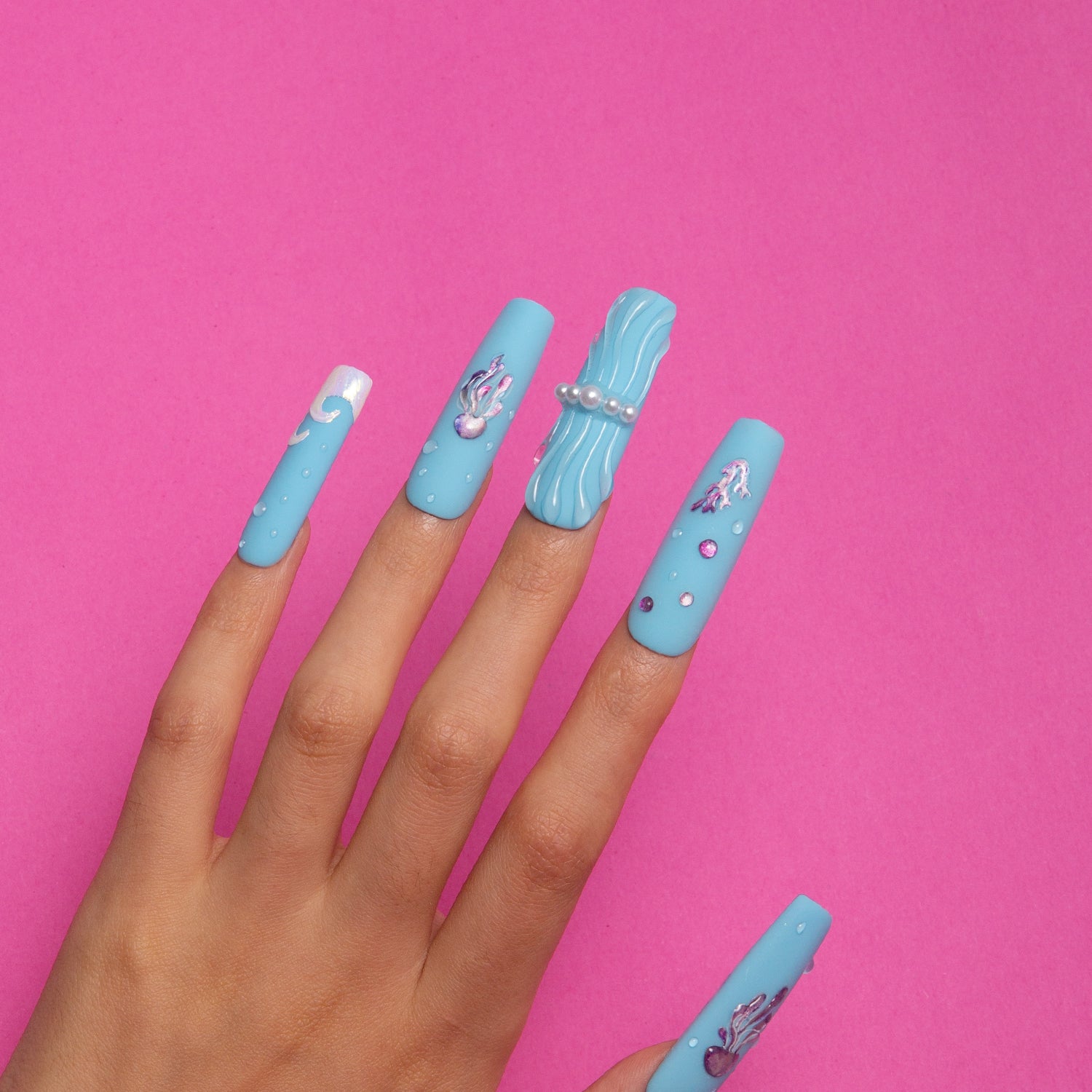 Bikini Bottom Handmade Square Nails H323