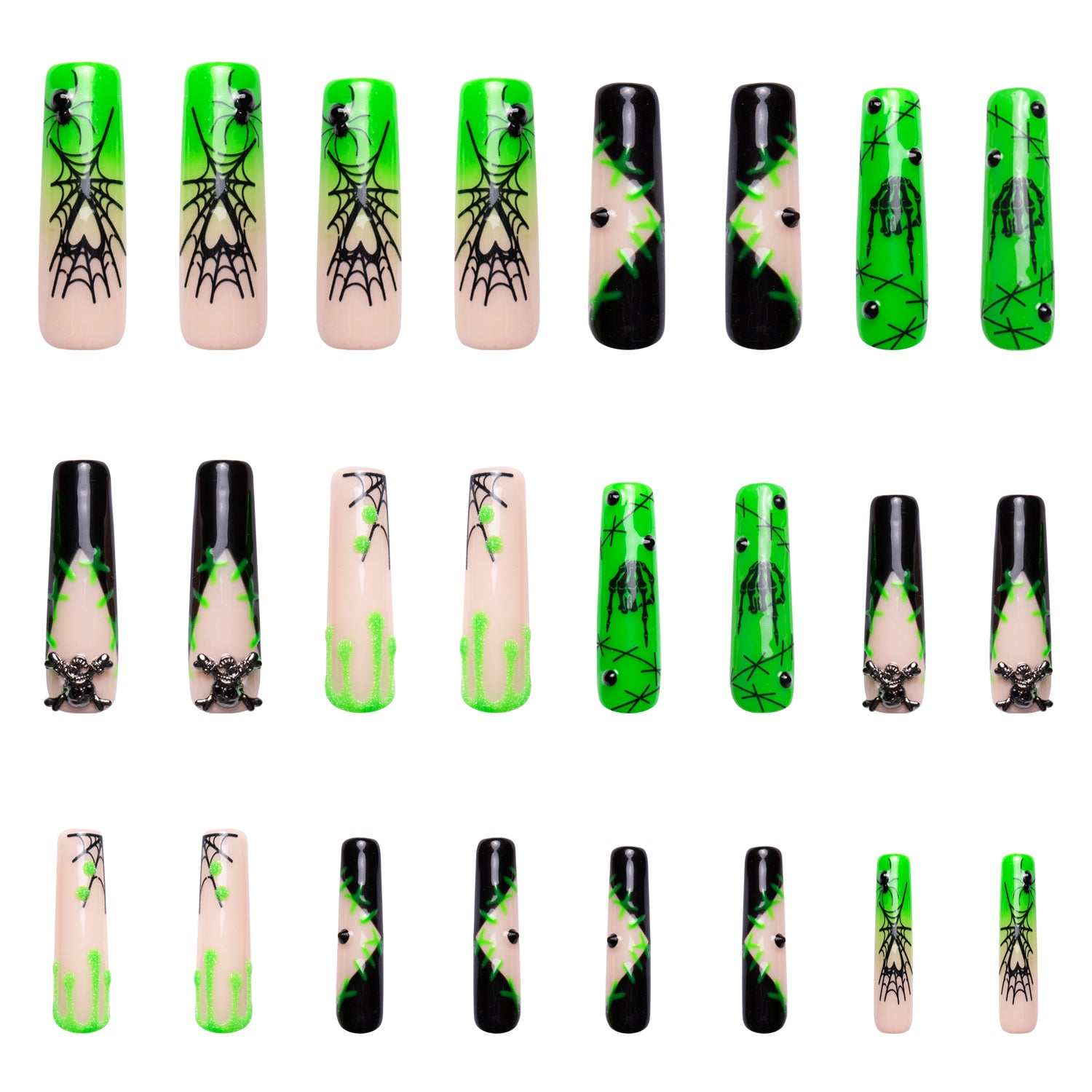 Luminous Lurker Handmade Nails GLOW IN THE DARK 24pcs H339