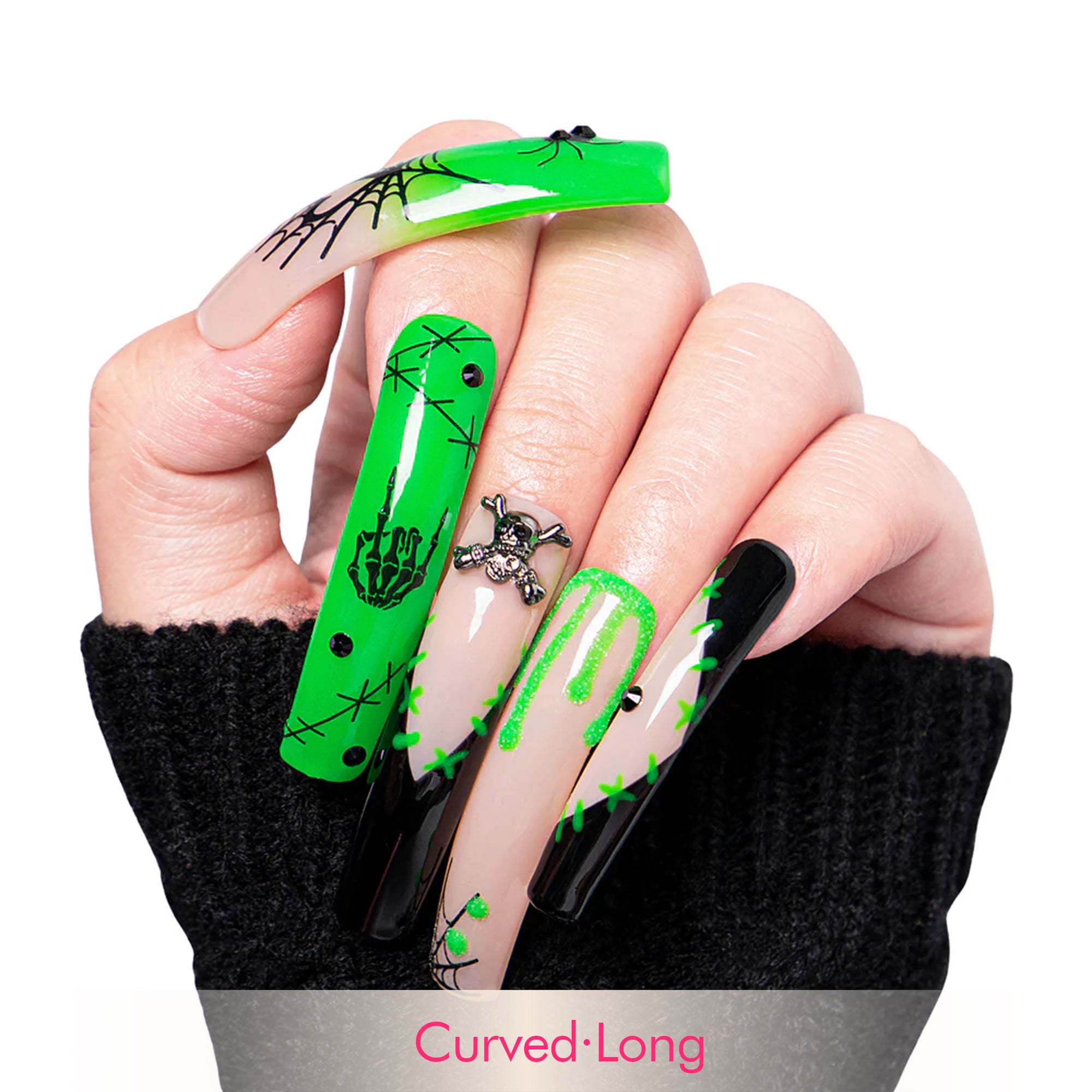 Luminous Lurker Handmade Nails GLOW IN THE DARK H339