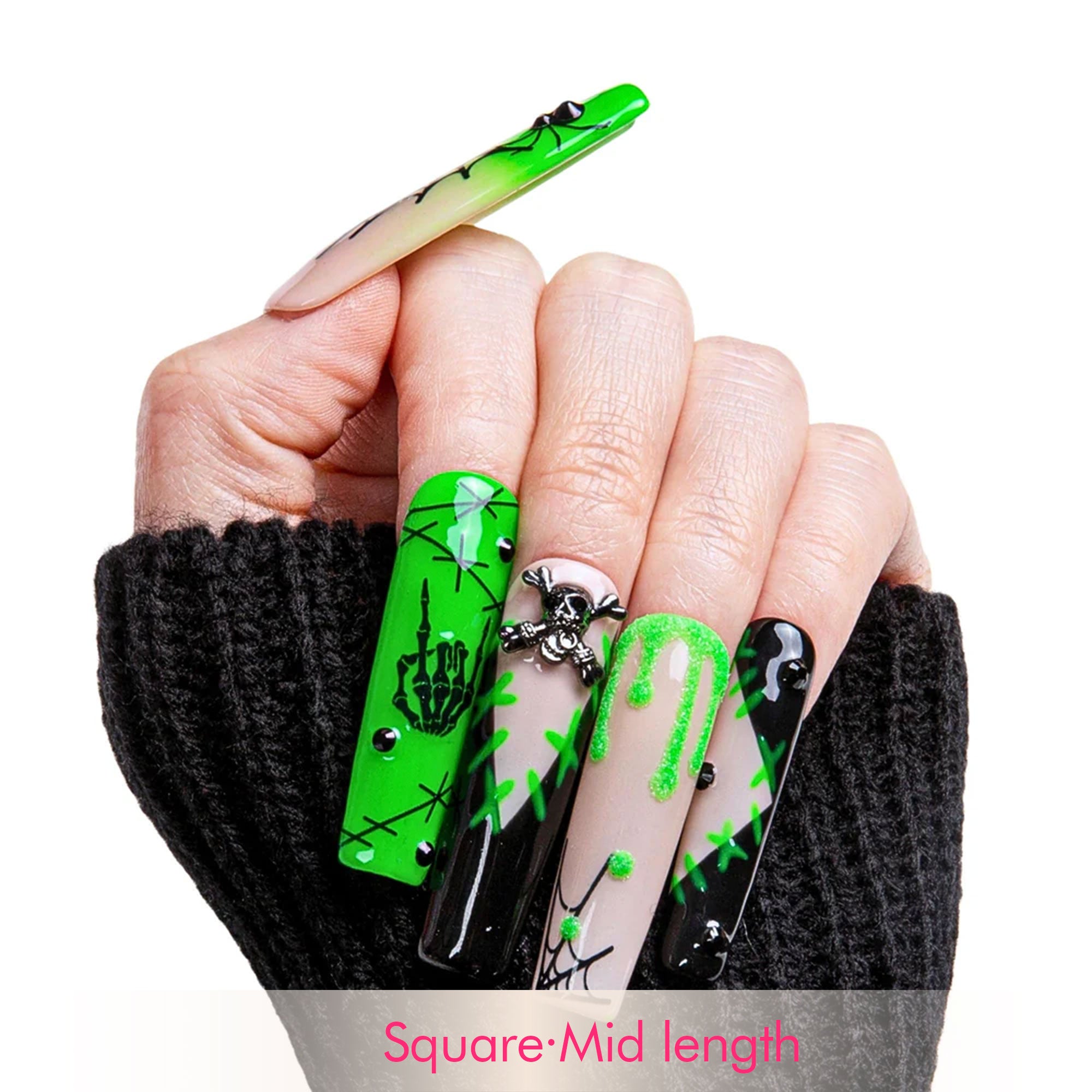Luminous Lurker Handmade Nails GLOW IN THE DARK H339