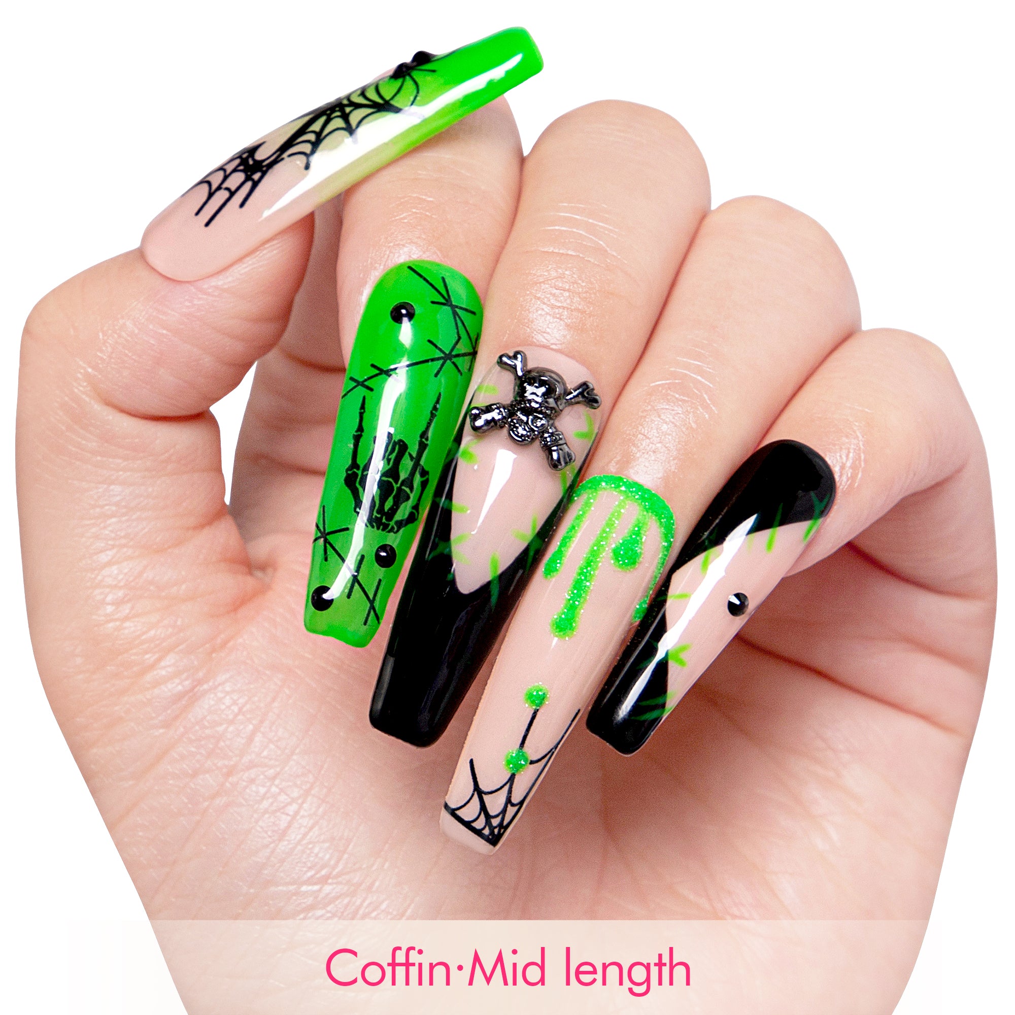 Luminous Lurker Handmade Nails GLOW IN THE DARK H339