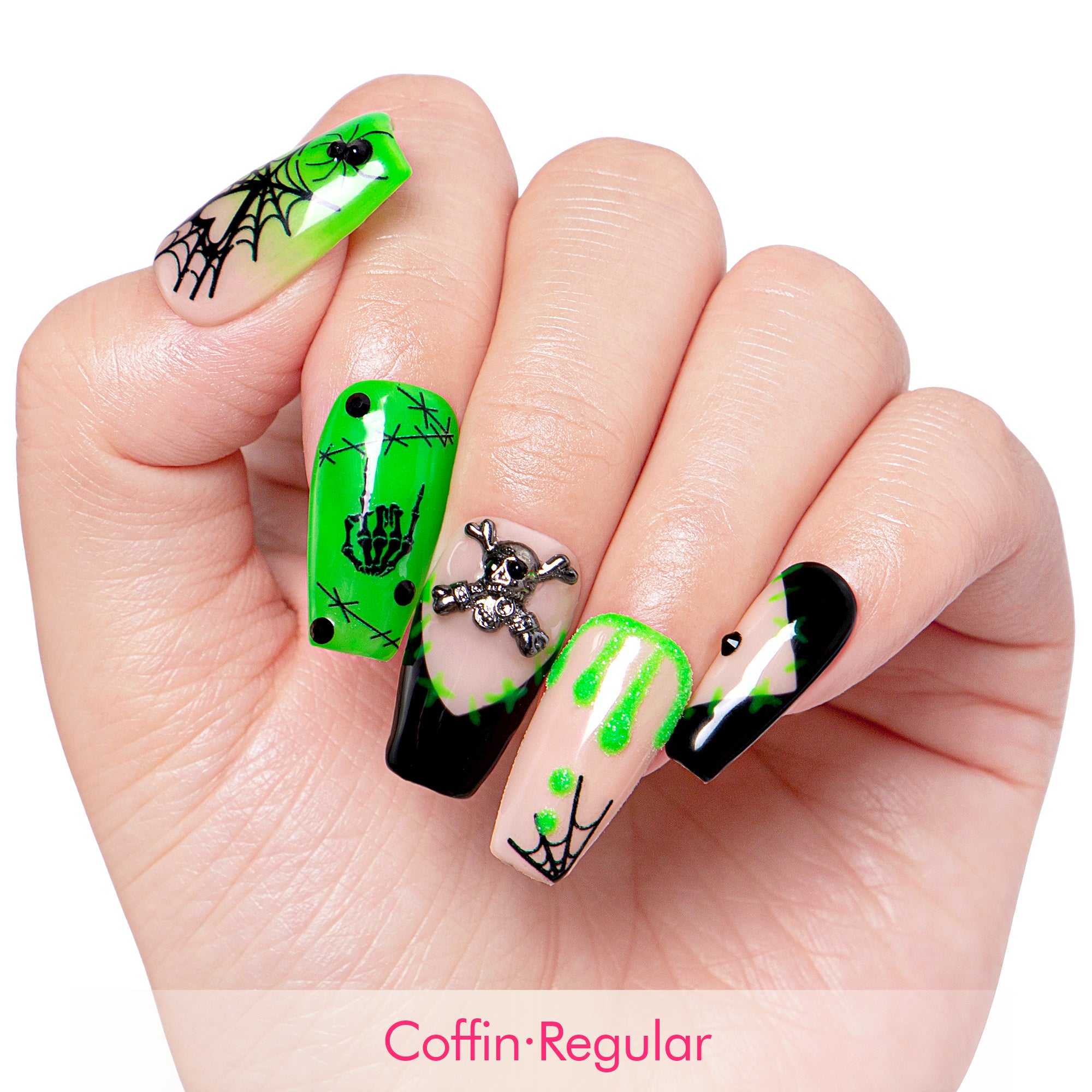 Luminous Lurker Handmade Nails GLOW IN THE DARK H339