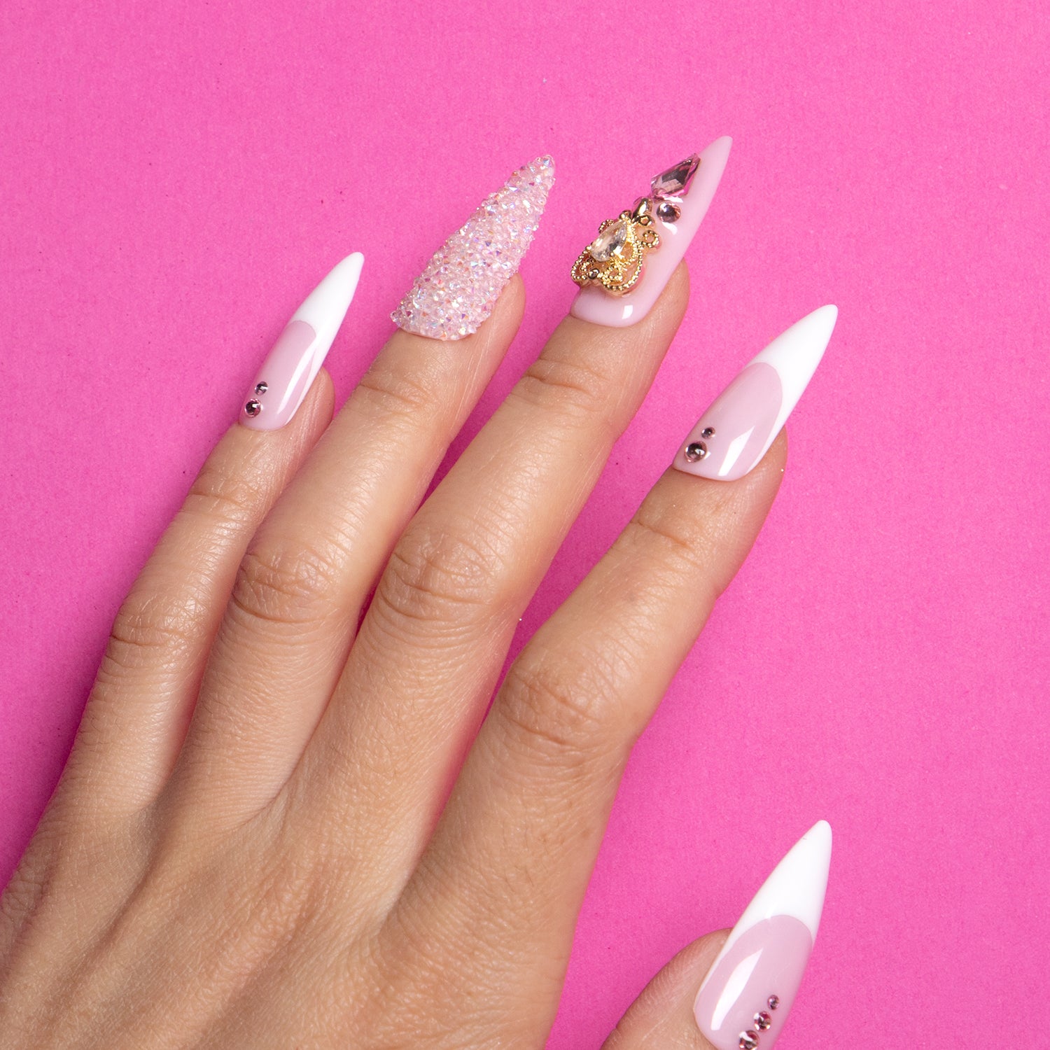 Sweet Elegance Handmade Stiletto Nails H34