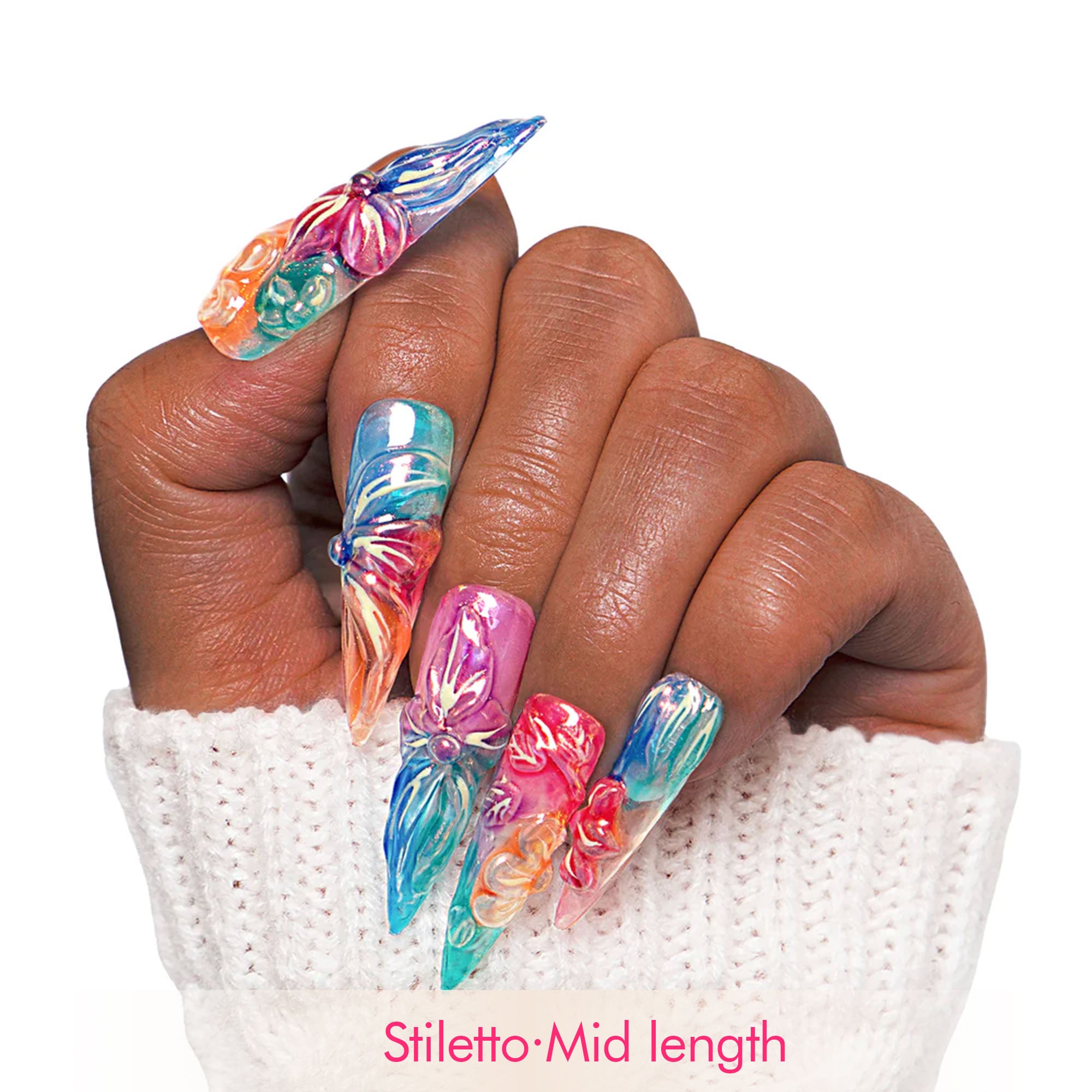 Charming Rainbow Handmade Nails H341