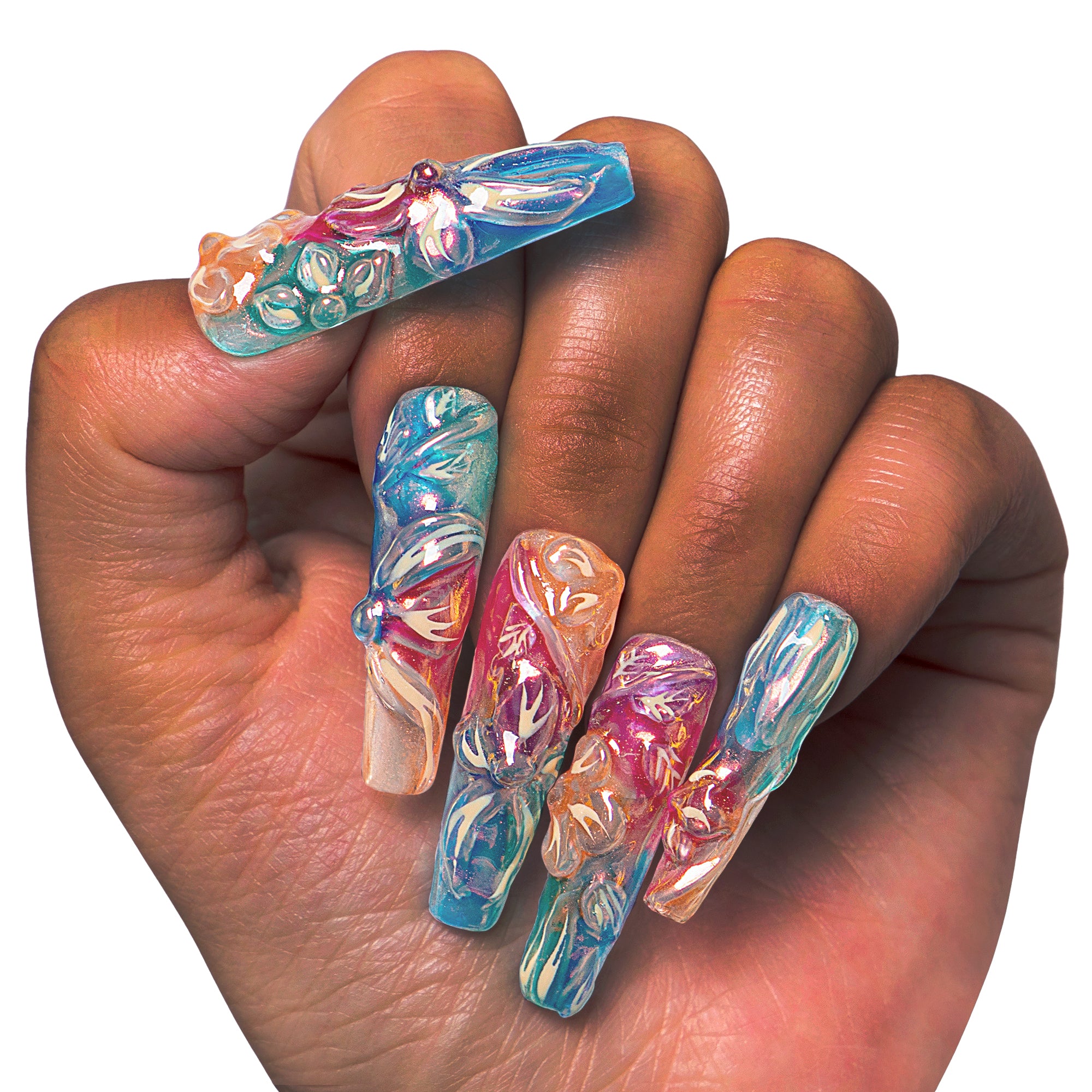 Charming Rainbow Handmade Nails H341