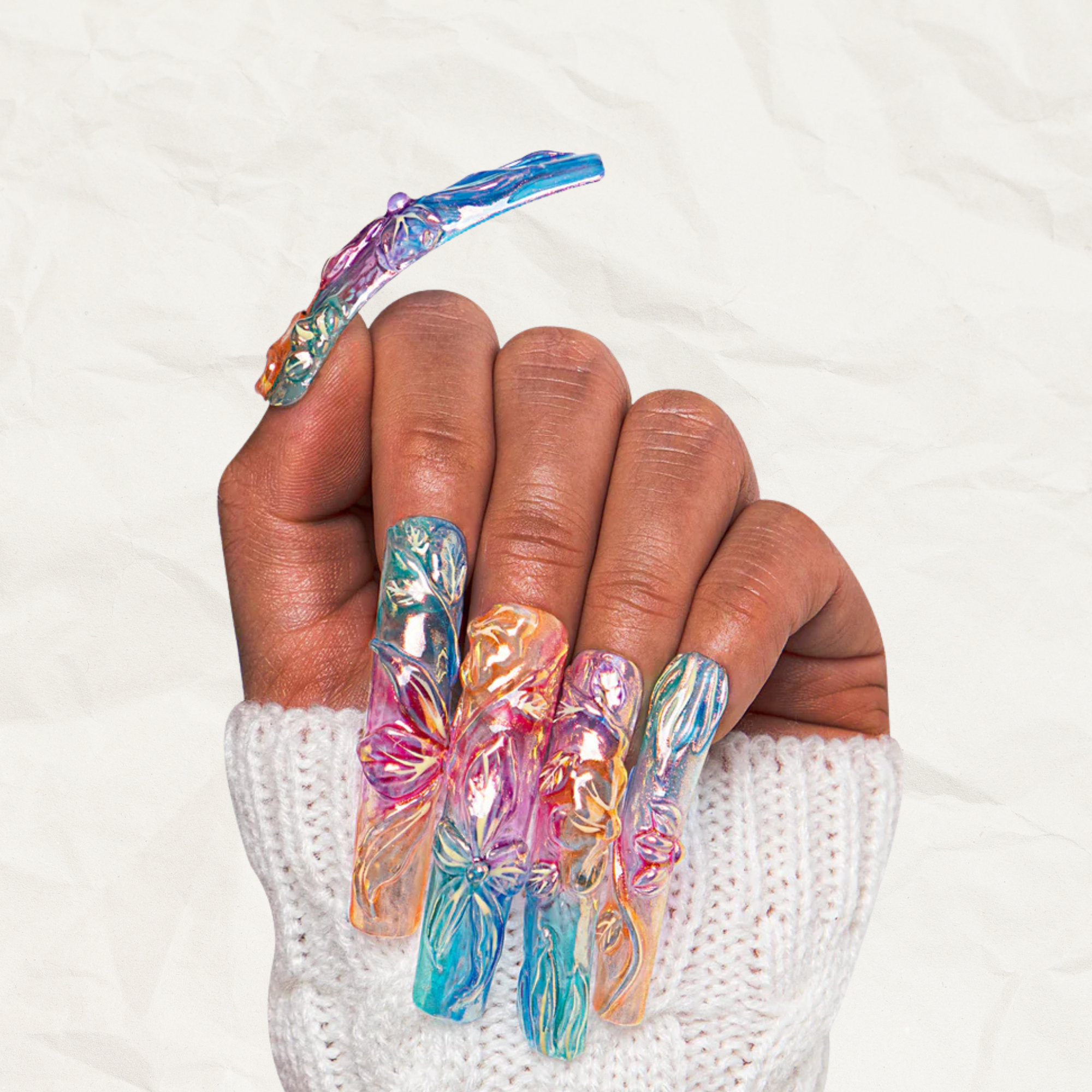 Charming Rainbow Handmade Nails H341