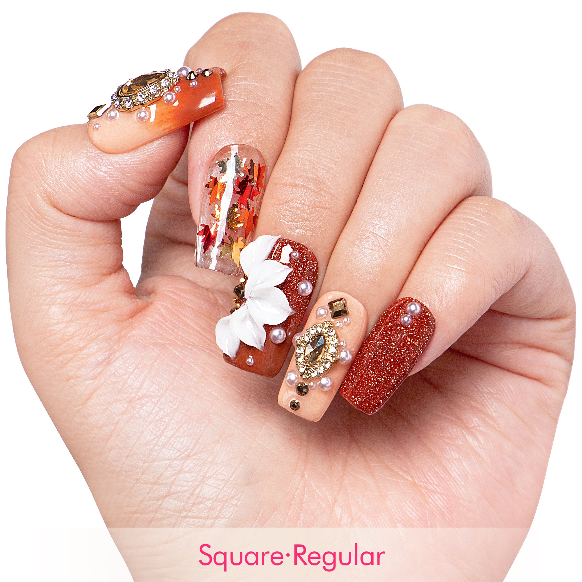 Golden Cascade Handmade Nails H343