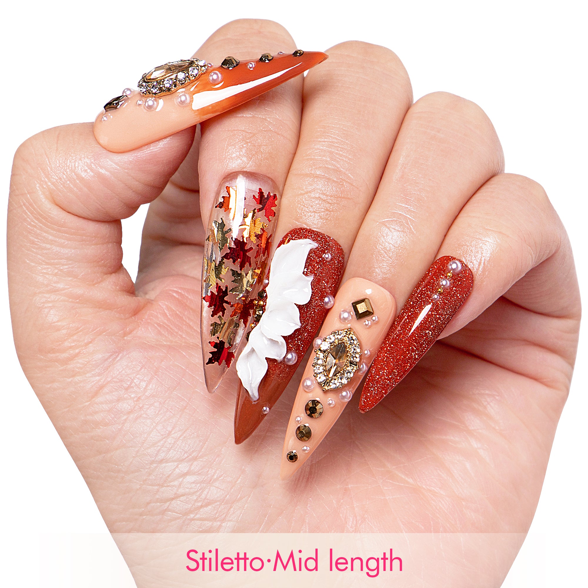 Golden Cascade Handmade Nails H343