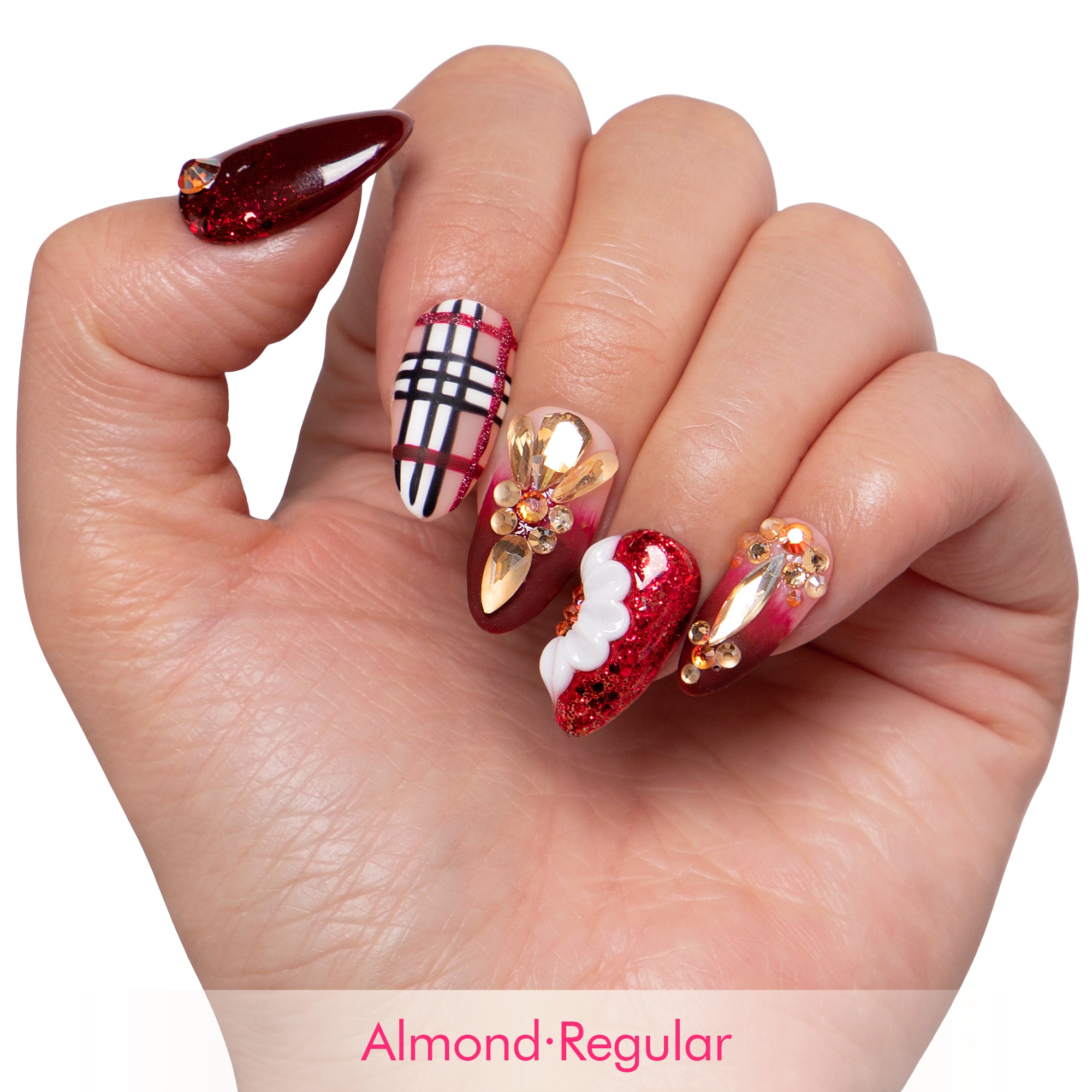Crimson Charm Handmade Nails H345