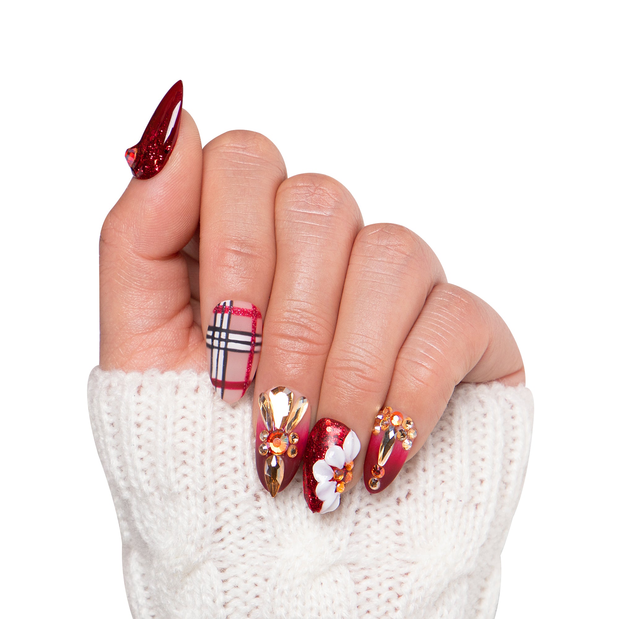 Crimson Charm Handmade Nails H345