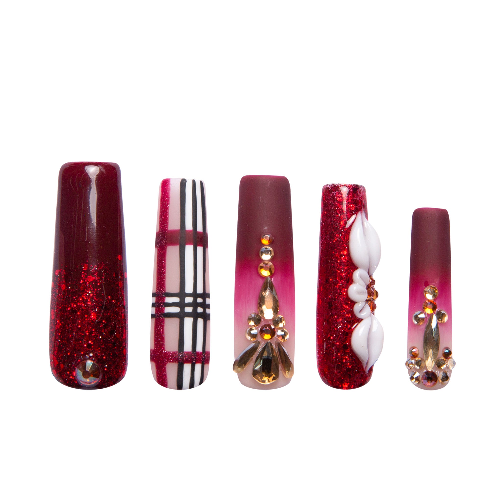 Crimson Charm Handmade Nails H345