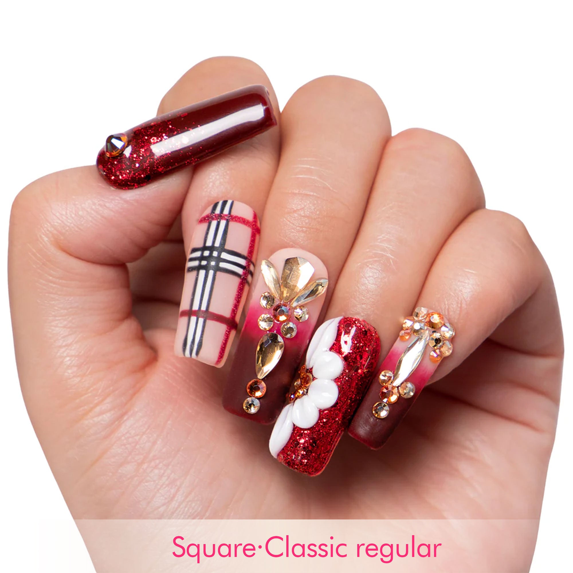 Crimson Charm Handmade Nails H345