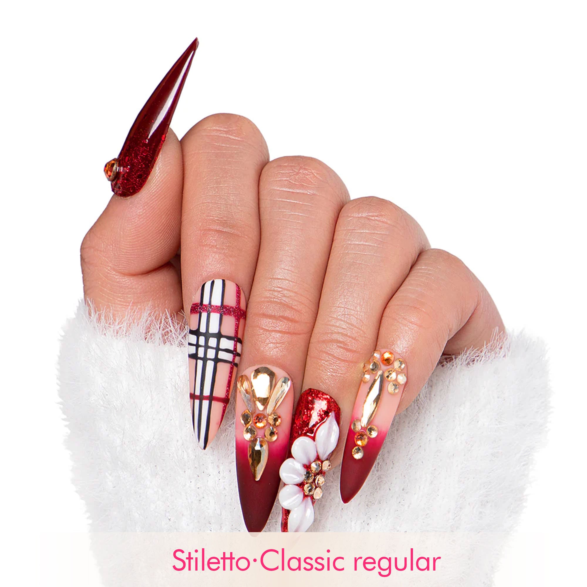 Crimson Charm Handmade Nails H345