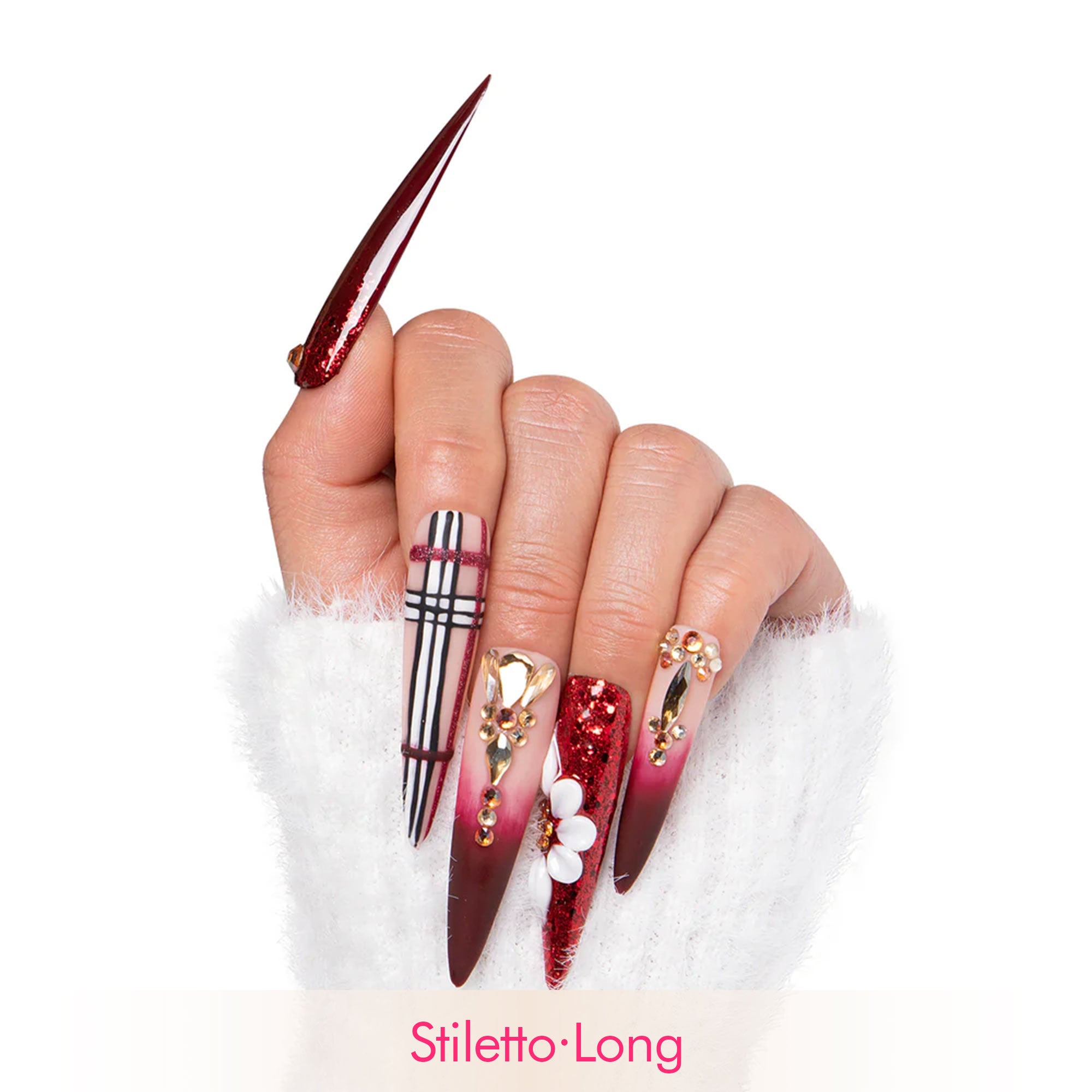 Crimson Charm Handmade Nails H345