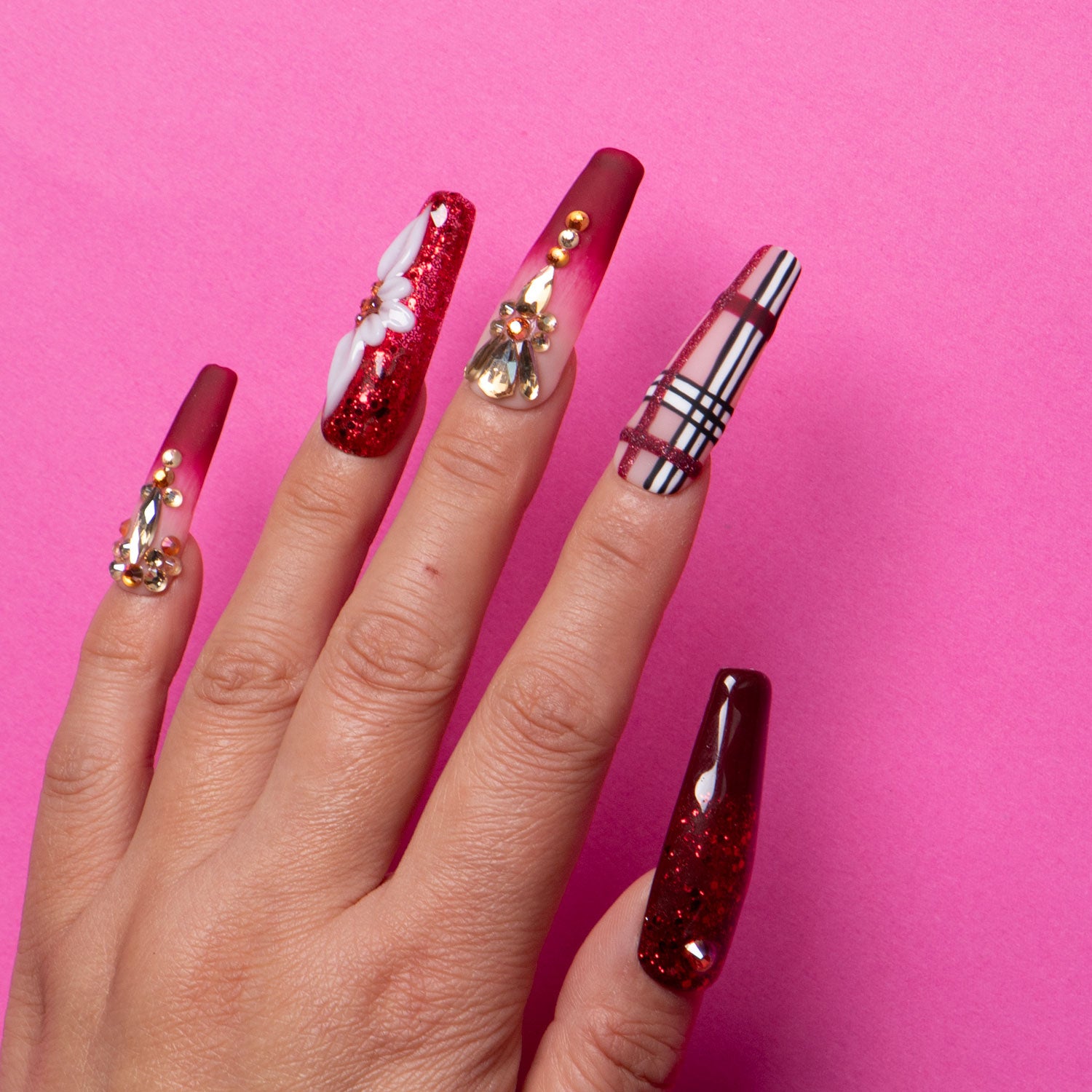 Crimson Charm Handmade Coffin Nails H345