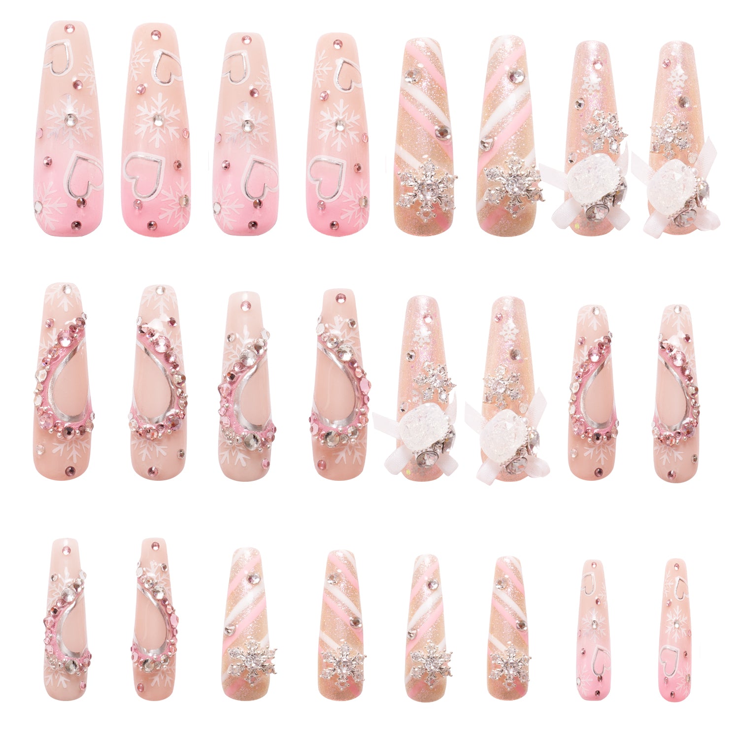 Winter Dreamscape Handmade Nails 24pcs H352