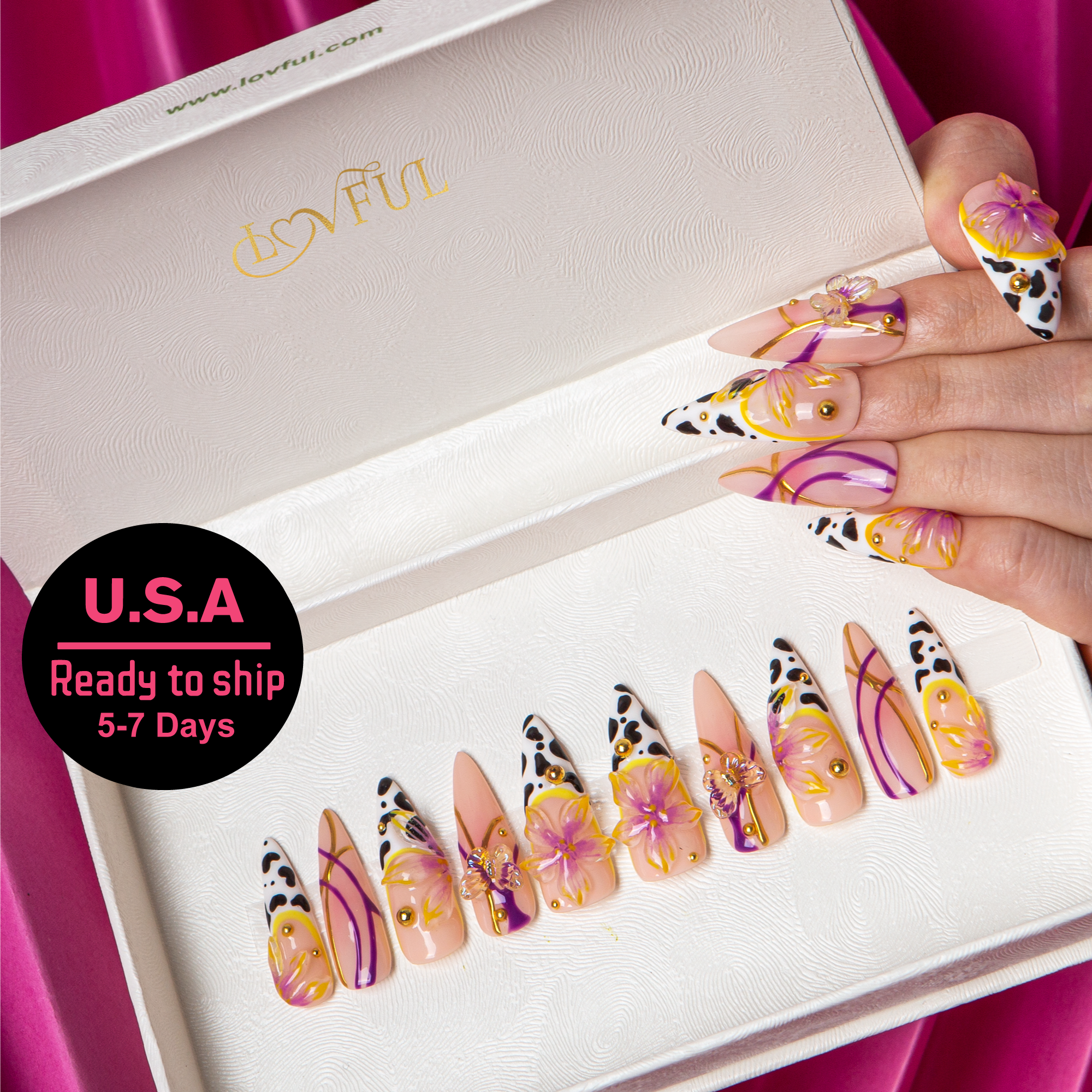 Wild Grace Handmade Stiletto Nails H361 RTS