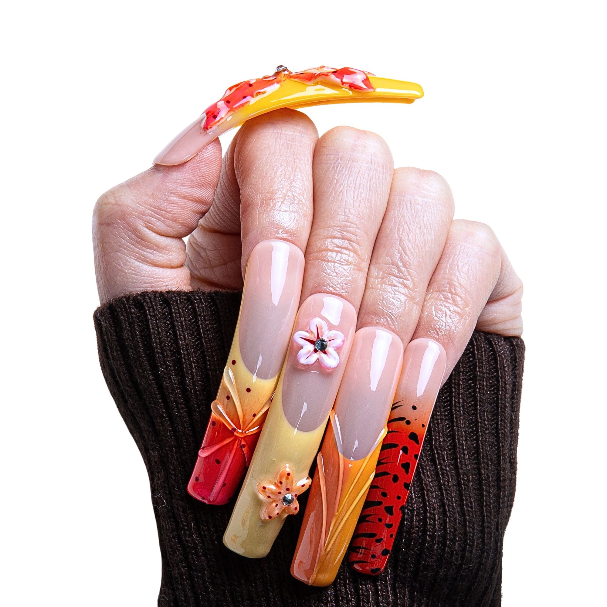 Savanna Flame Handmade Nails H362