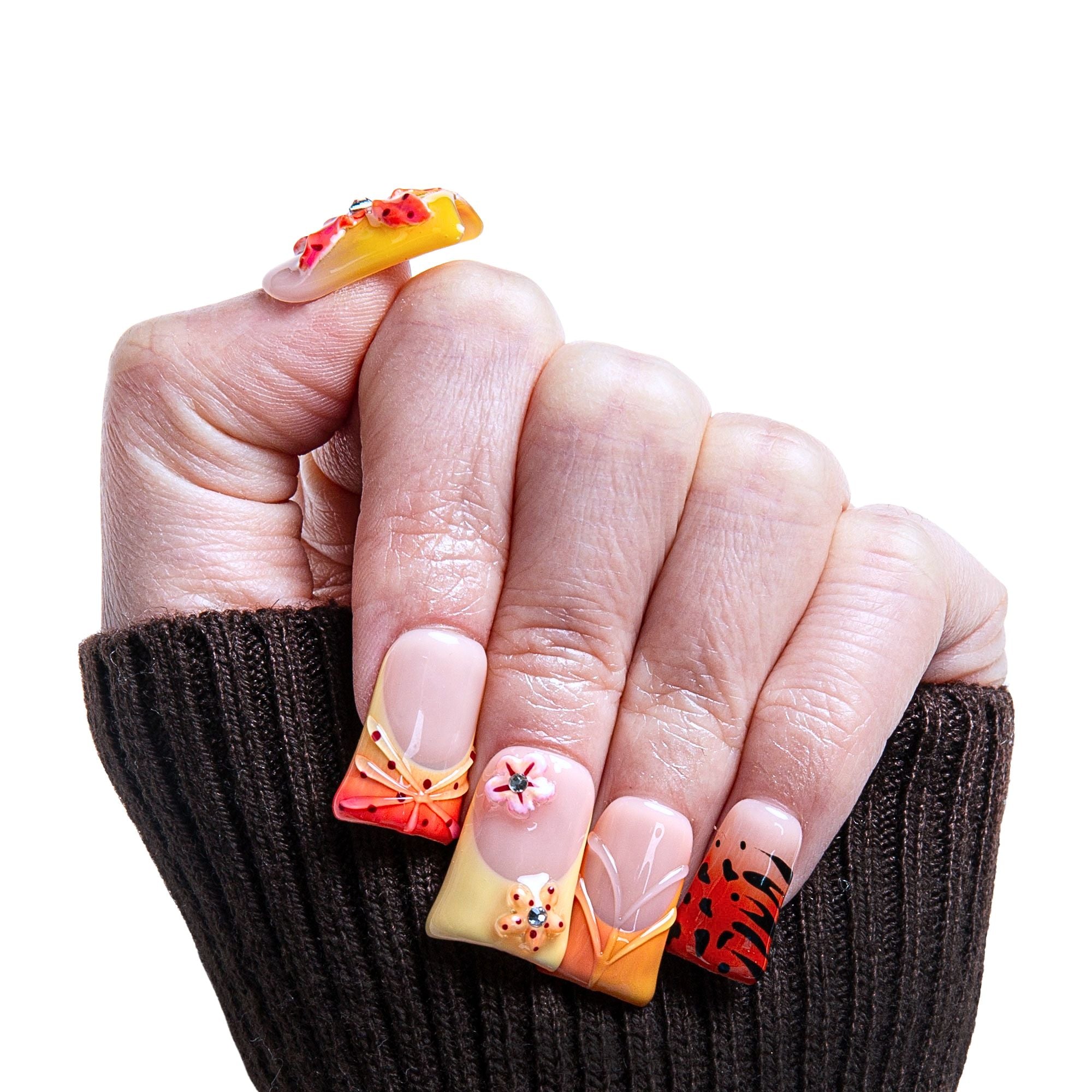 Savanna Flame Handmade Nails H362