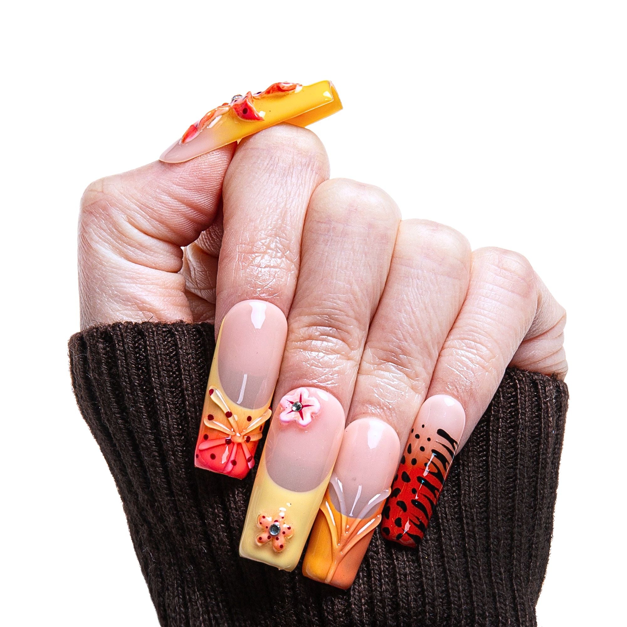 Savanna Flame Handmade Nails H362