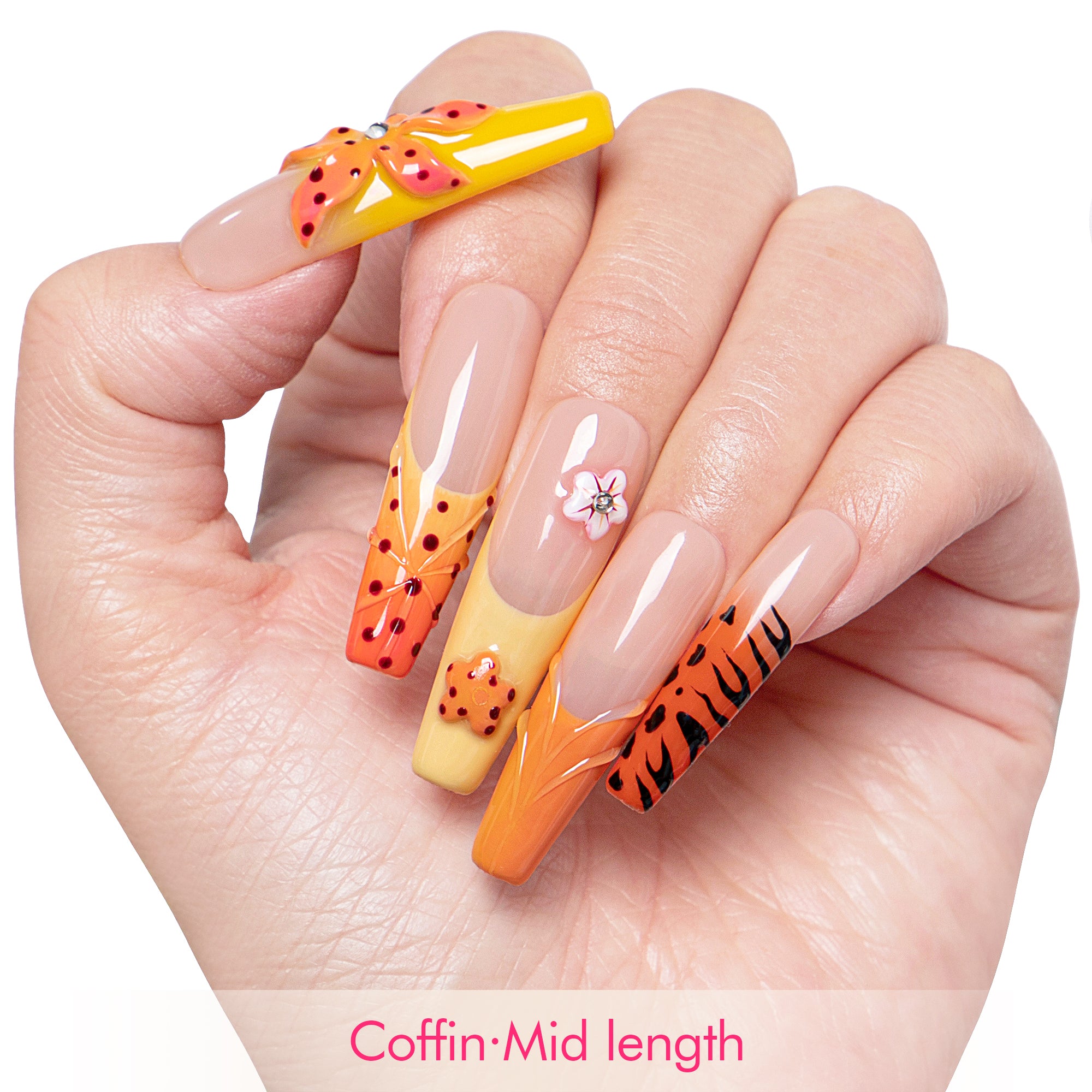 Savanna Flame Handmade Nails H362