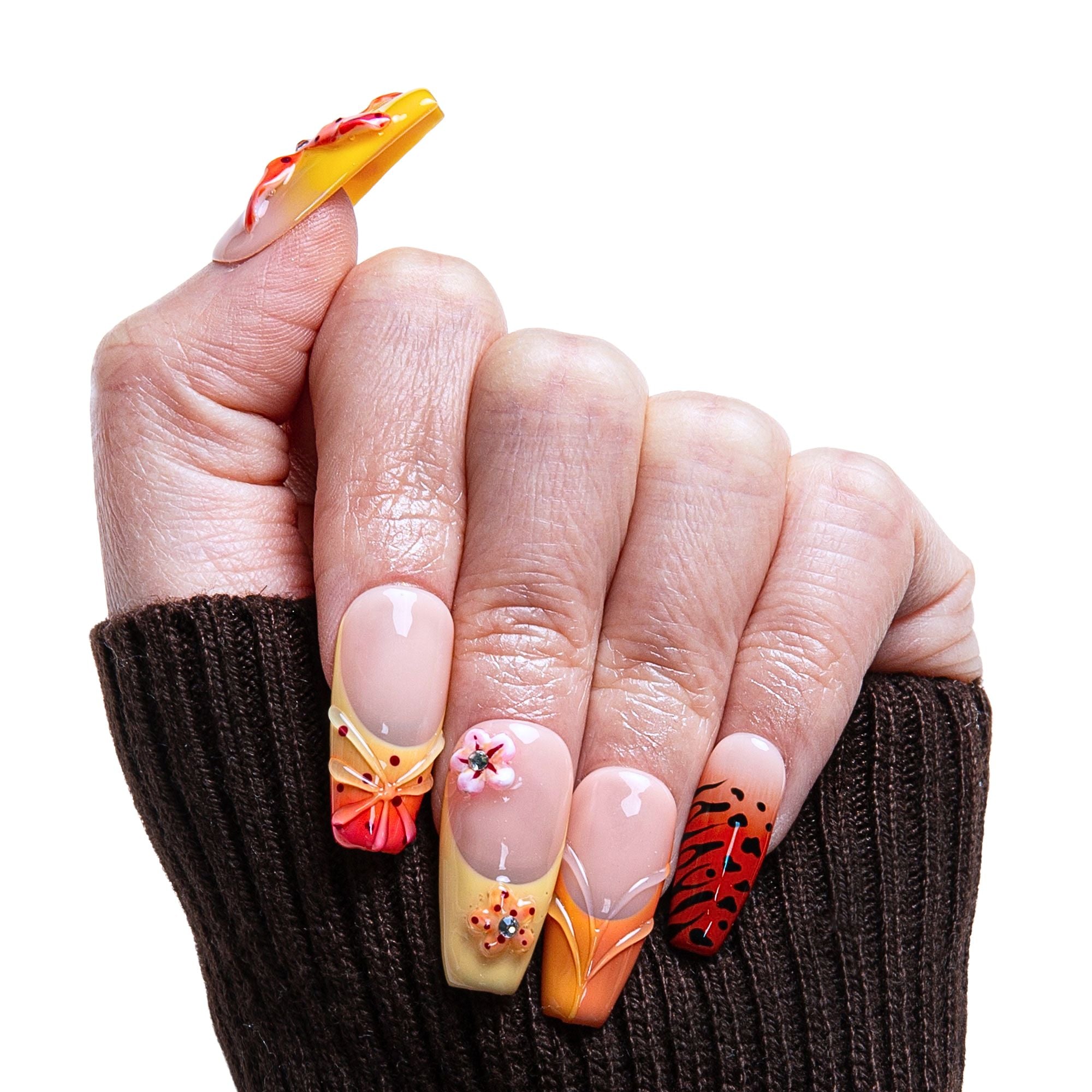 Savanna Flame Handmade Nails H362