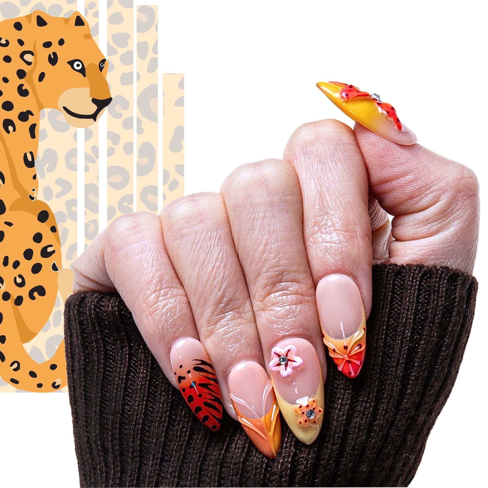 Savanna Flame Handmade Nails H362