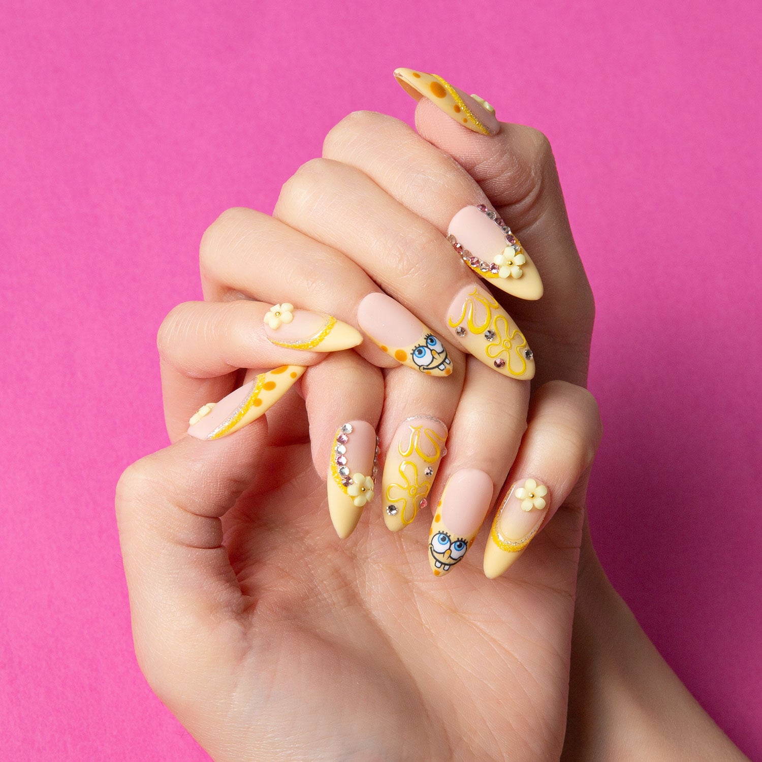 Bikini Bottom Handmade Almond Nails H363