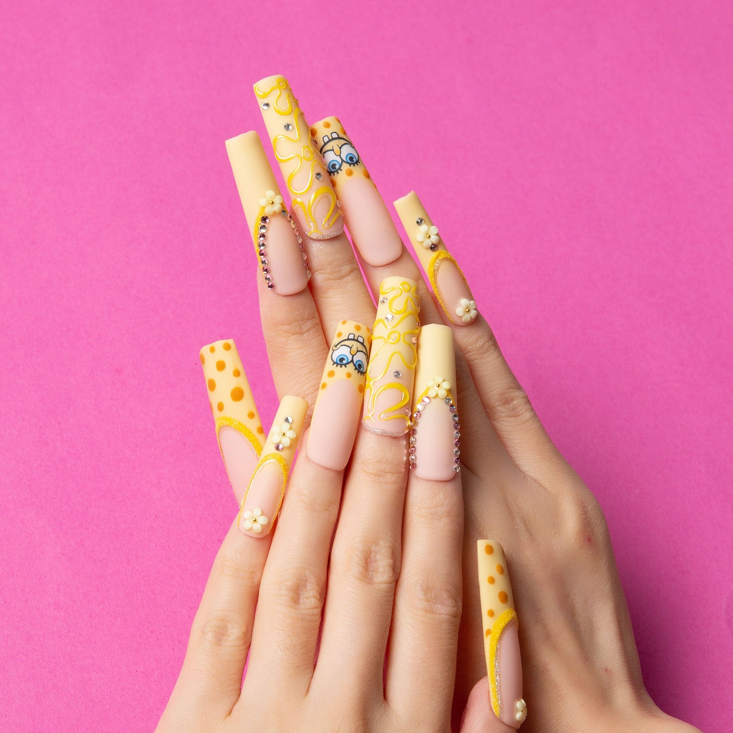 Bikini Bottom Handmade Square Nails H363 RTS