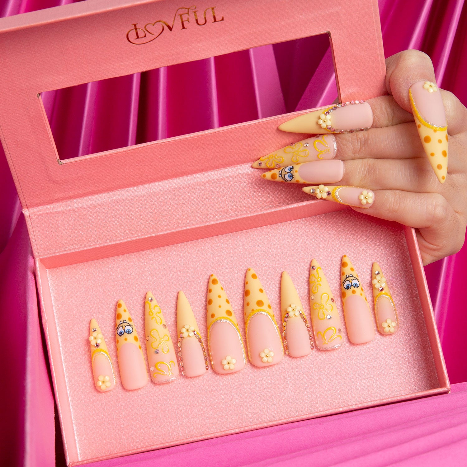 Bikini Bottom Handmade Stiletto Nails H363