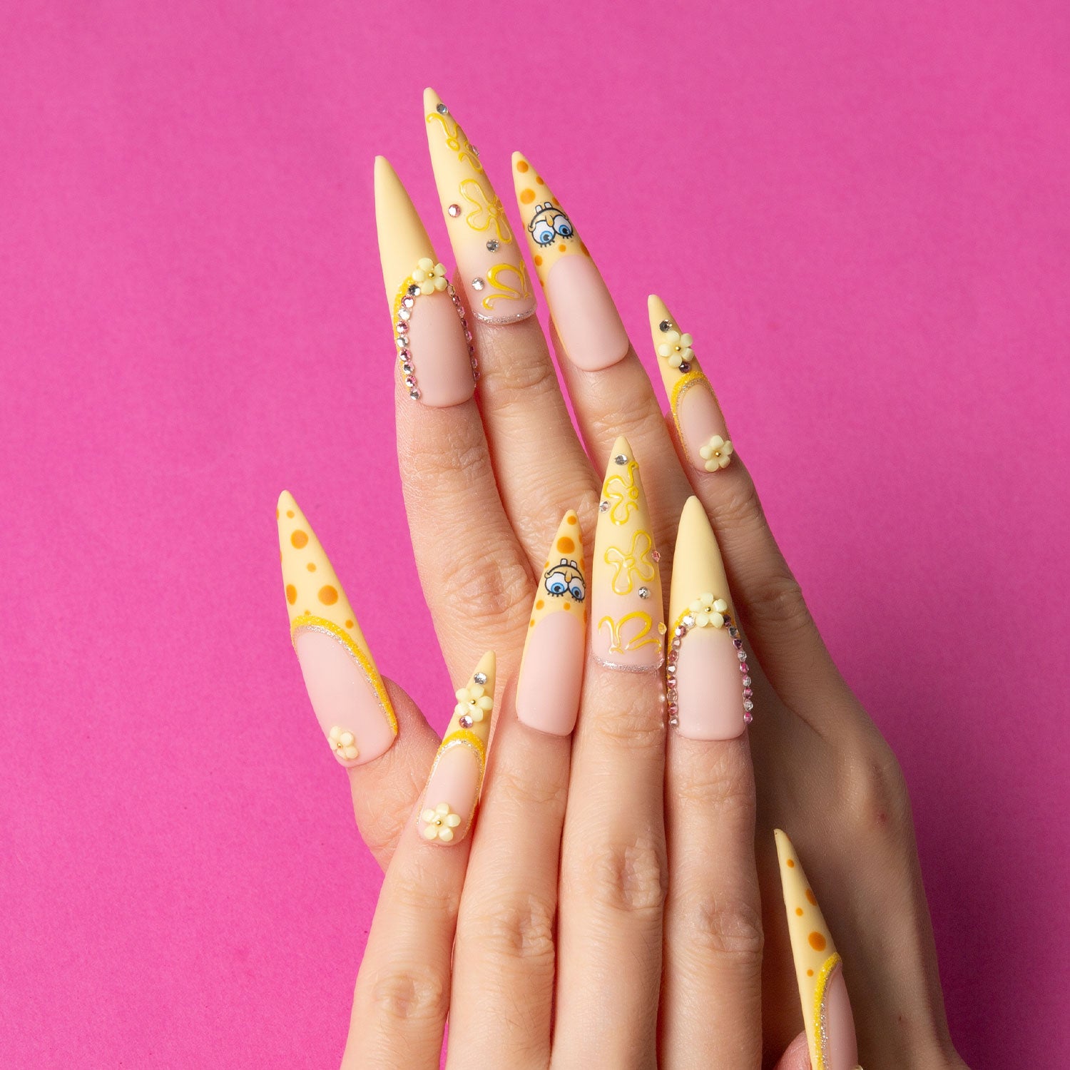 Bikini Bottom Handmade Stiletto Nails H363