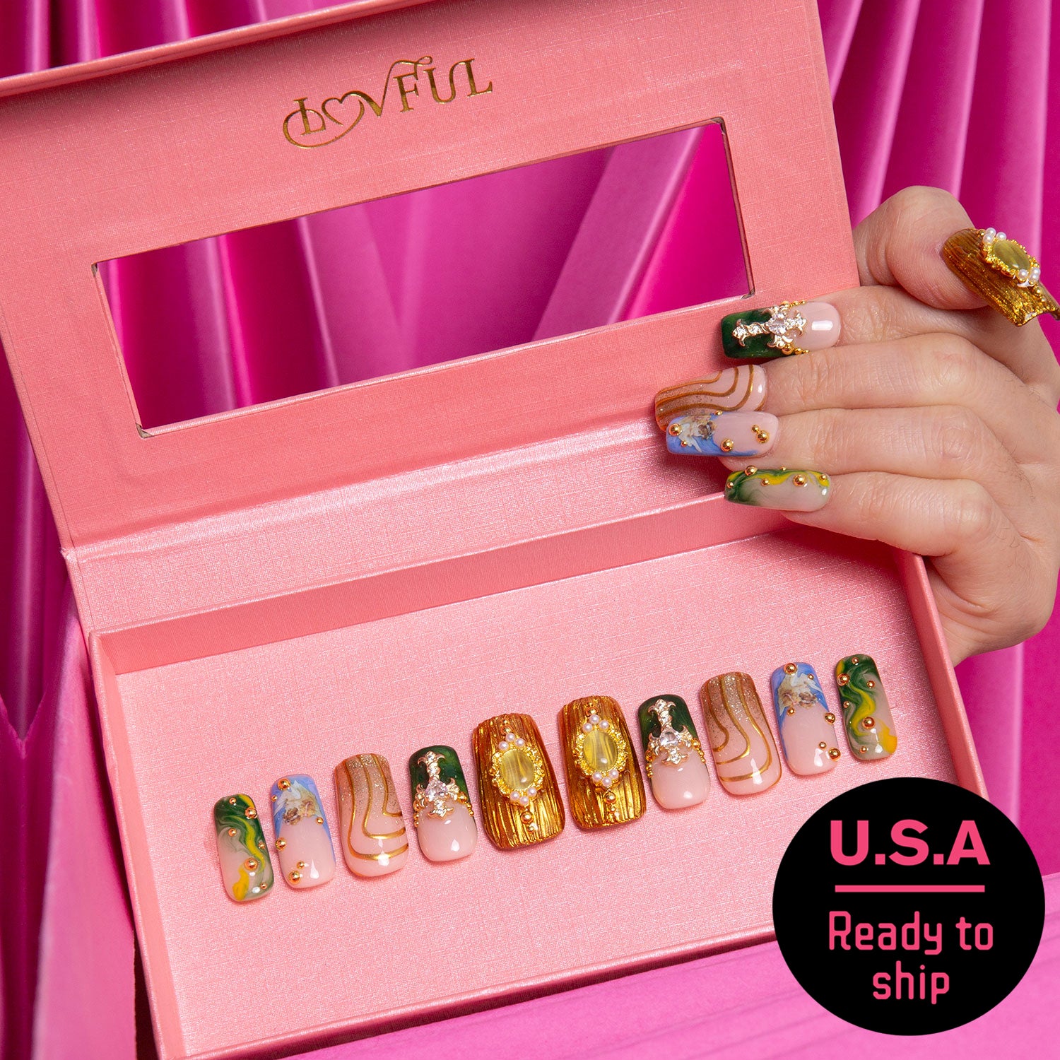 Divine Delights Handmade Square Nails H367 RTS