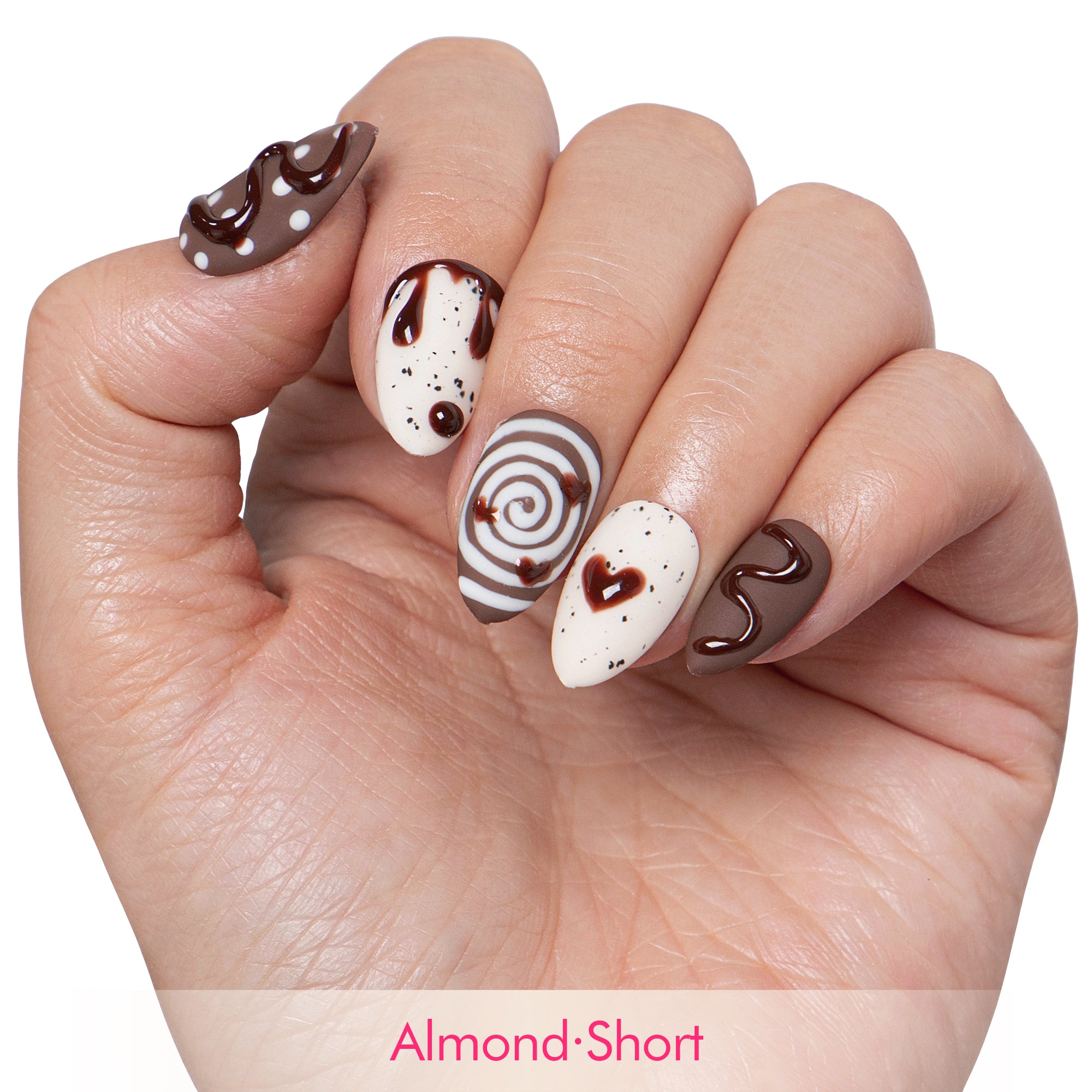 Cocoa Swirls Handmade Nails H369