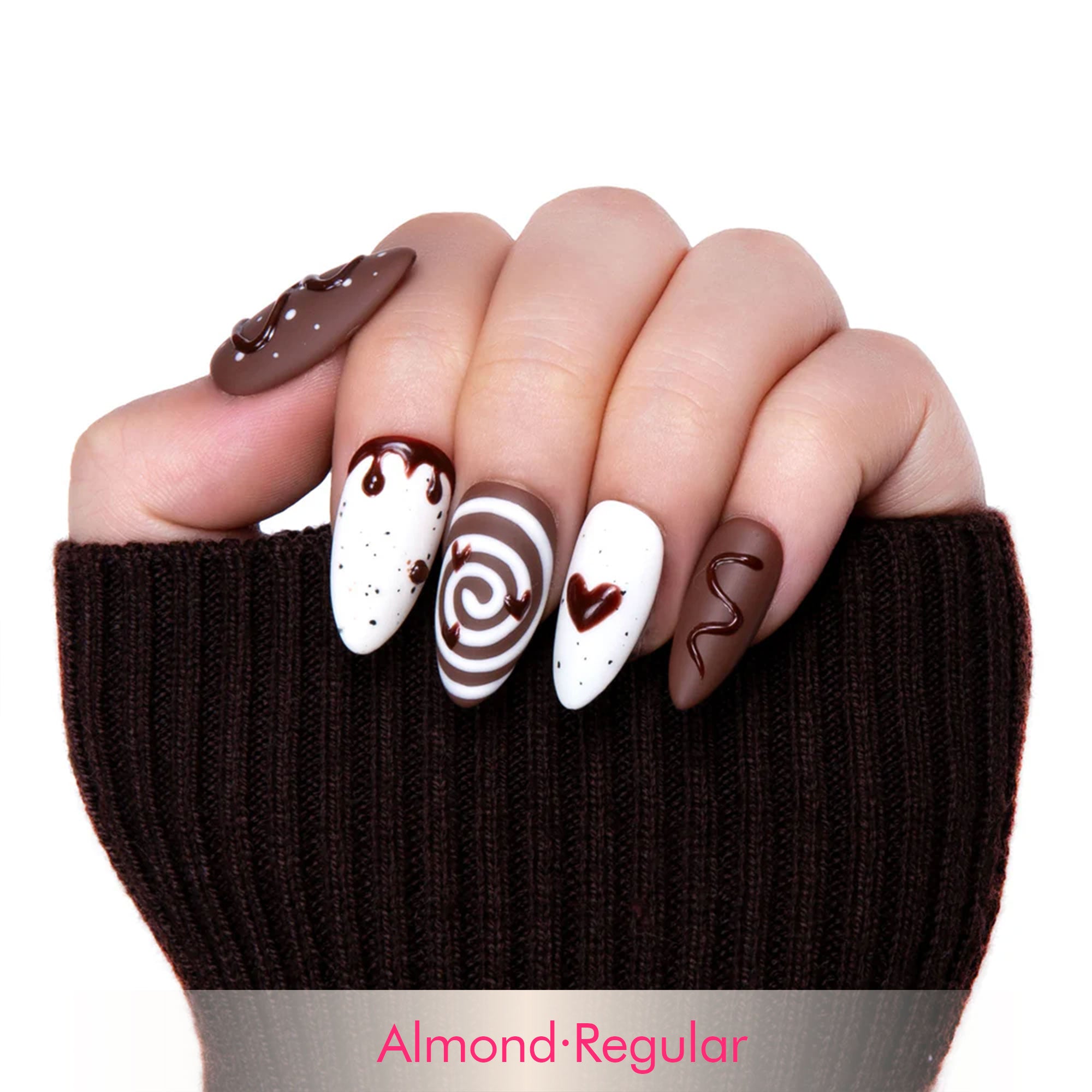 Cocoa Swirls Handmade Nails H369