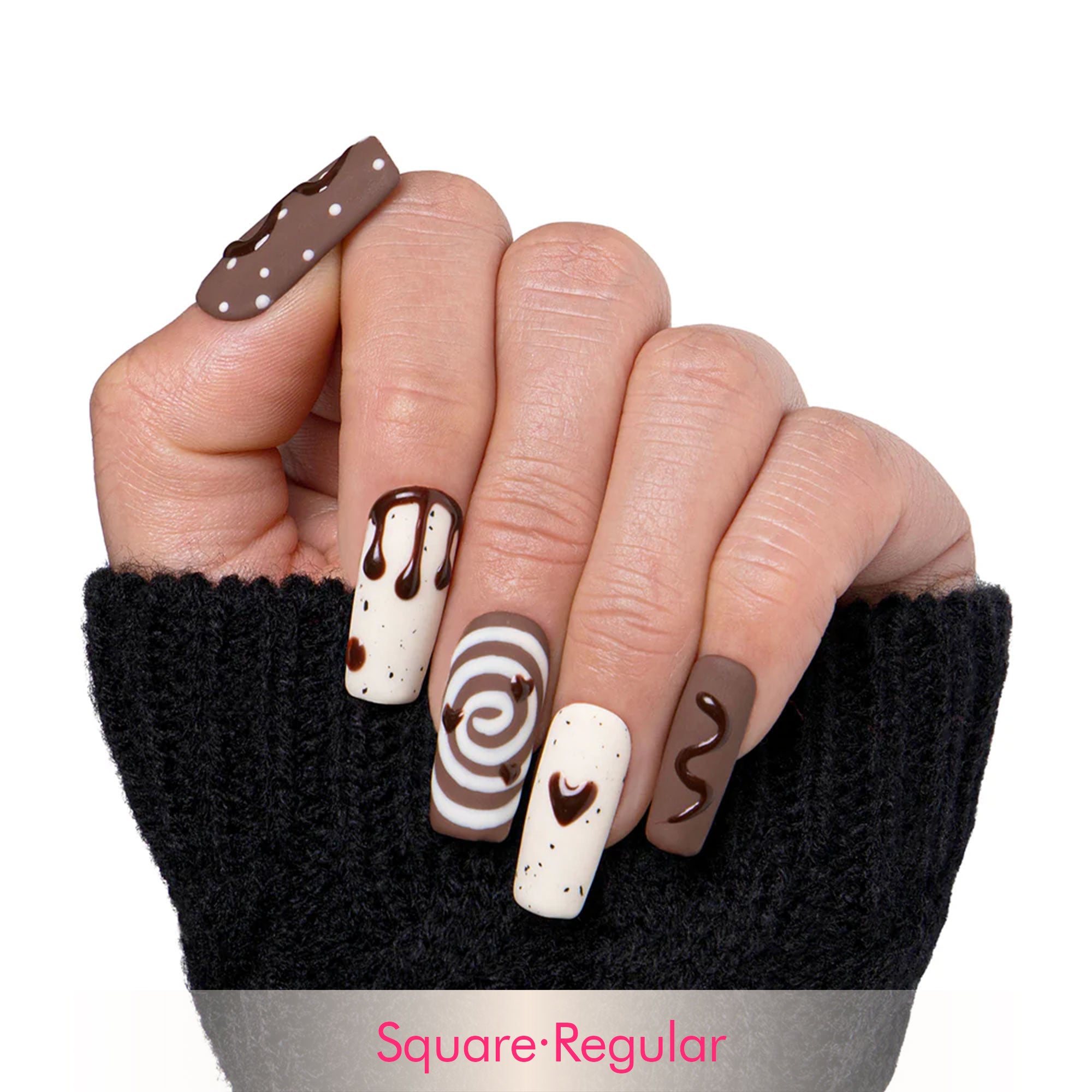 Cocoa Swirls Handmade Nails H369