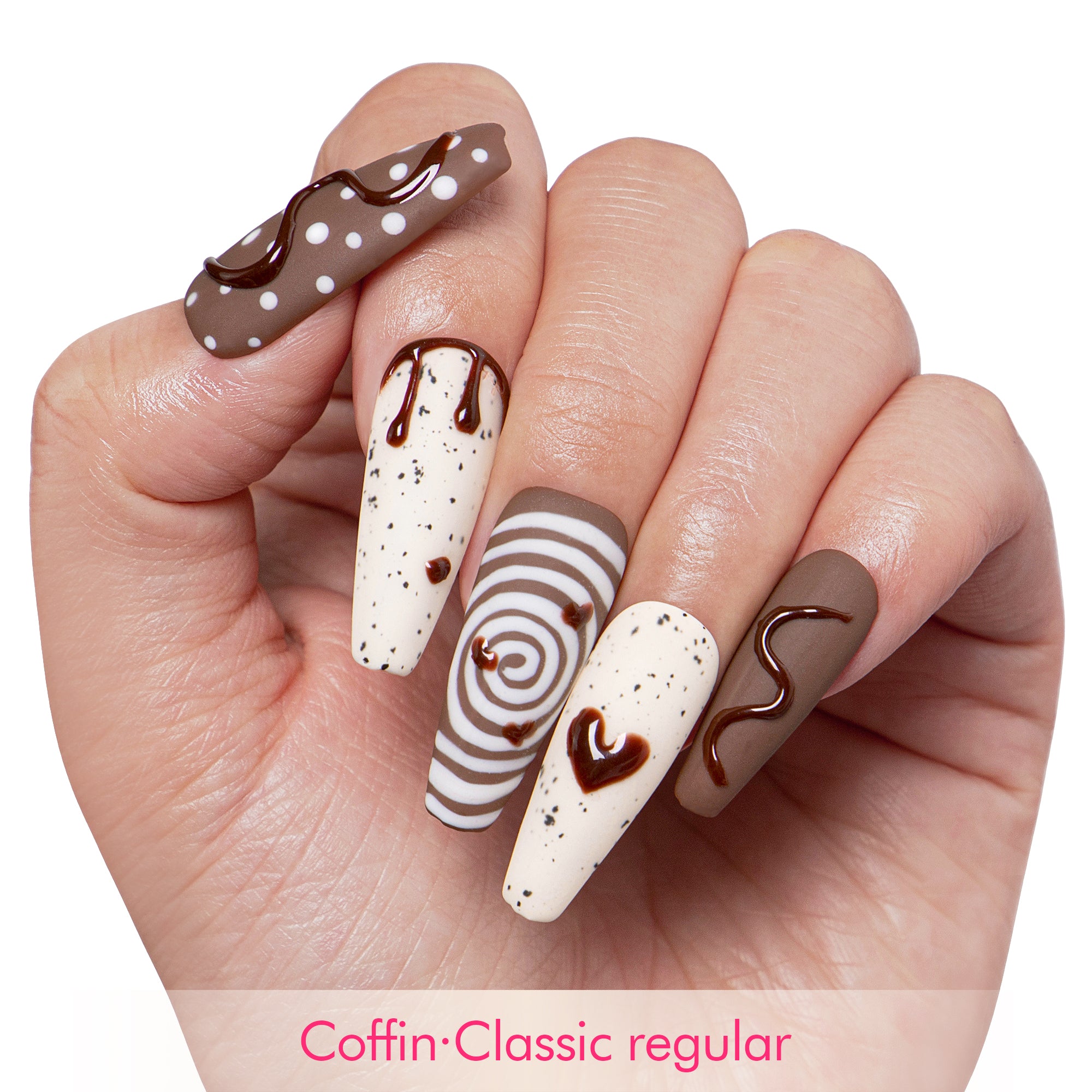 Cocoa Swirls Handmade Nails H369