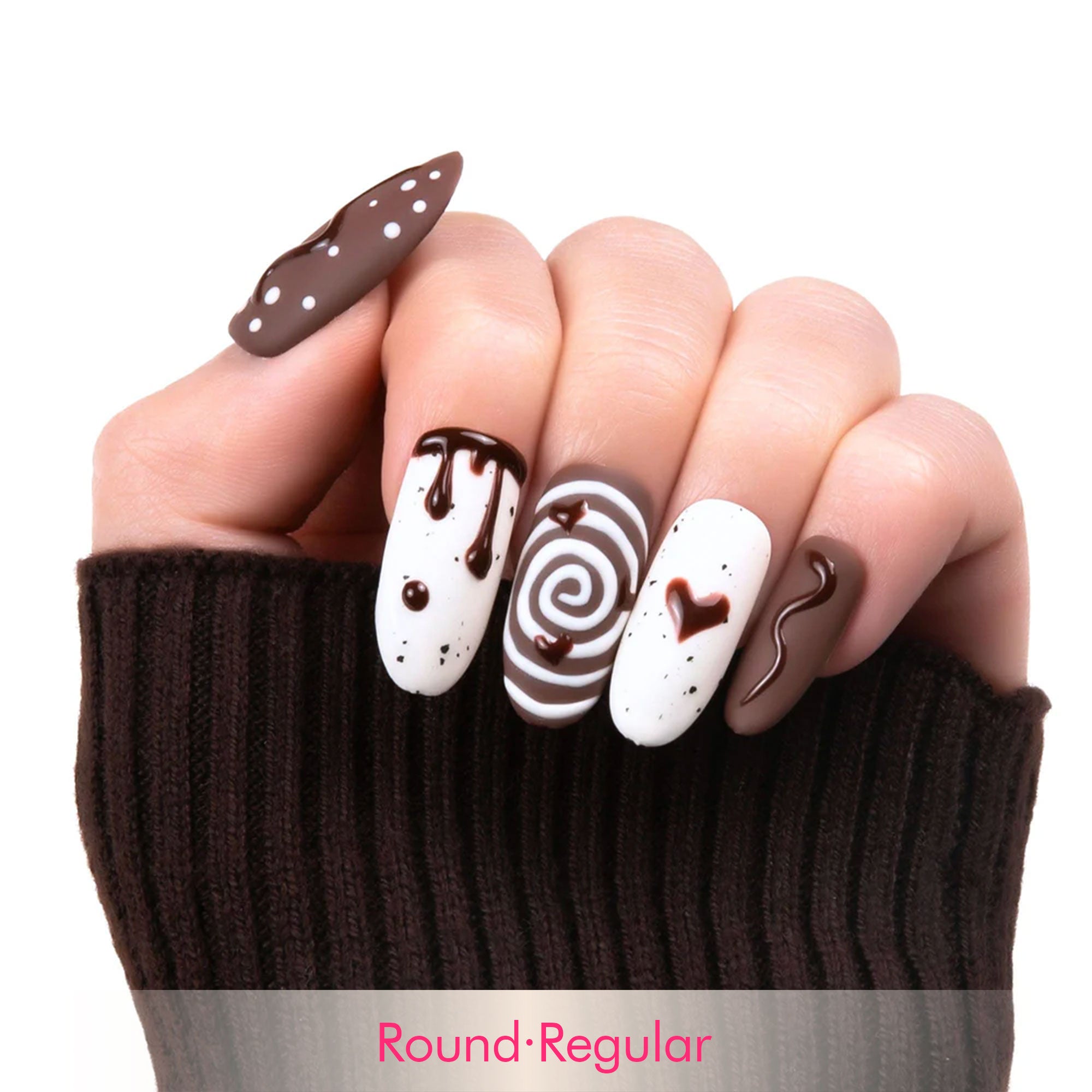 Cocoa Swirls Handmade Nails H369