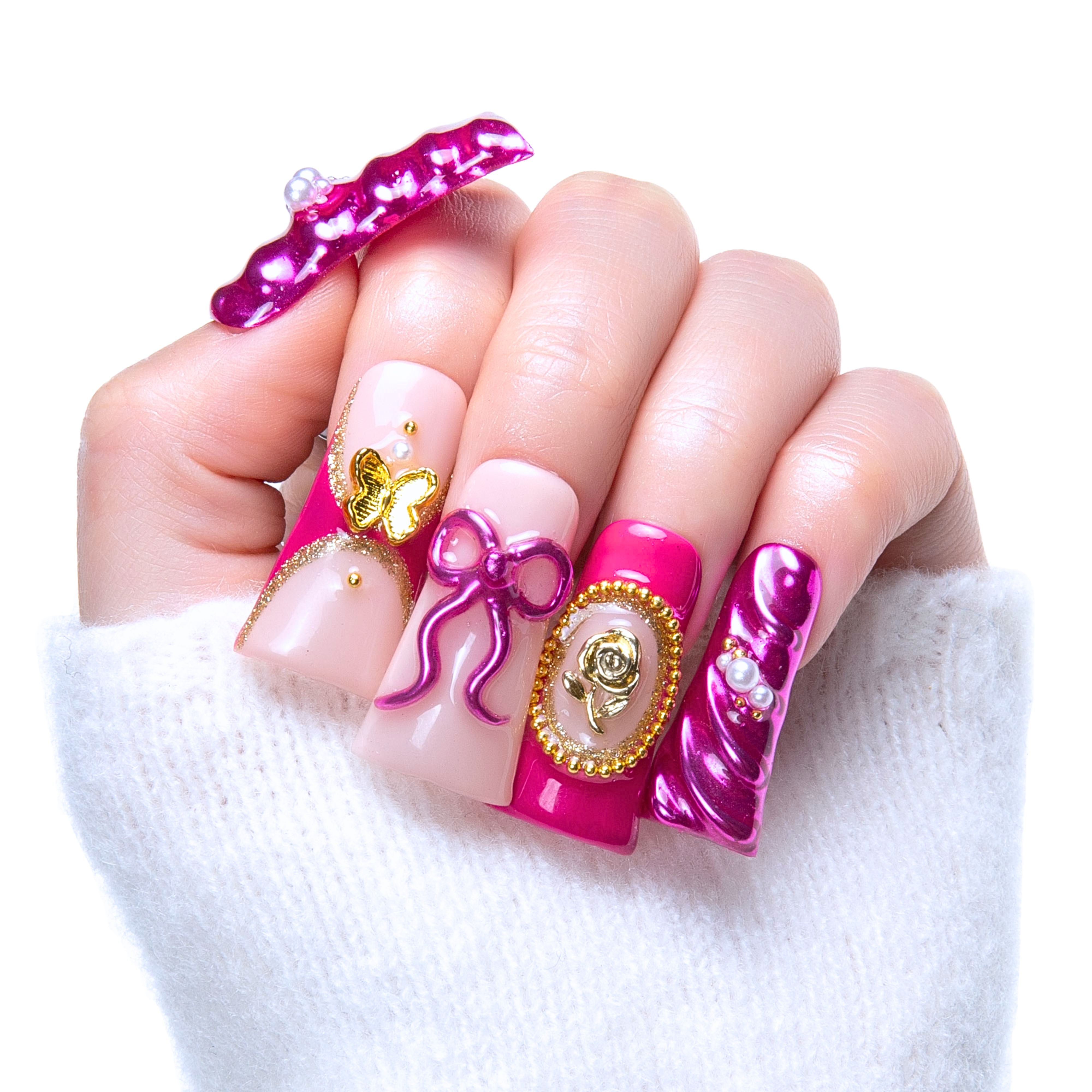 Fuchsia Wonderland Handmade Nails H373