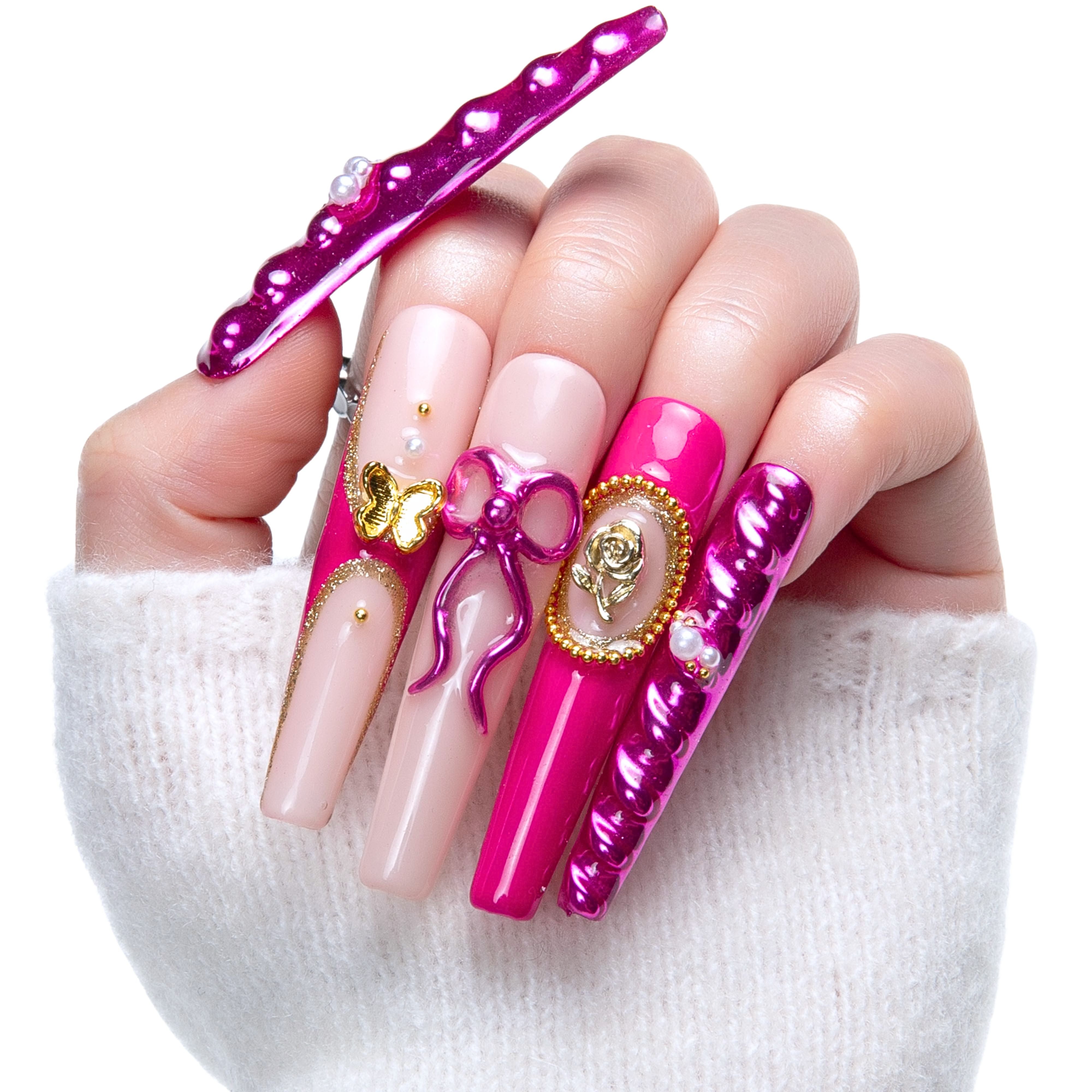 Fuchsia Wonderland Handmade Nails H373