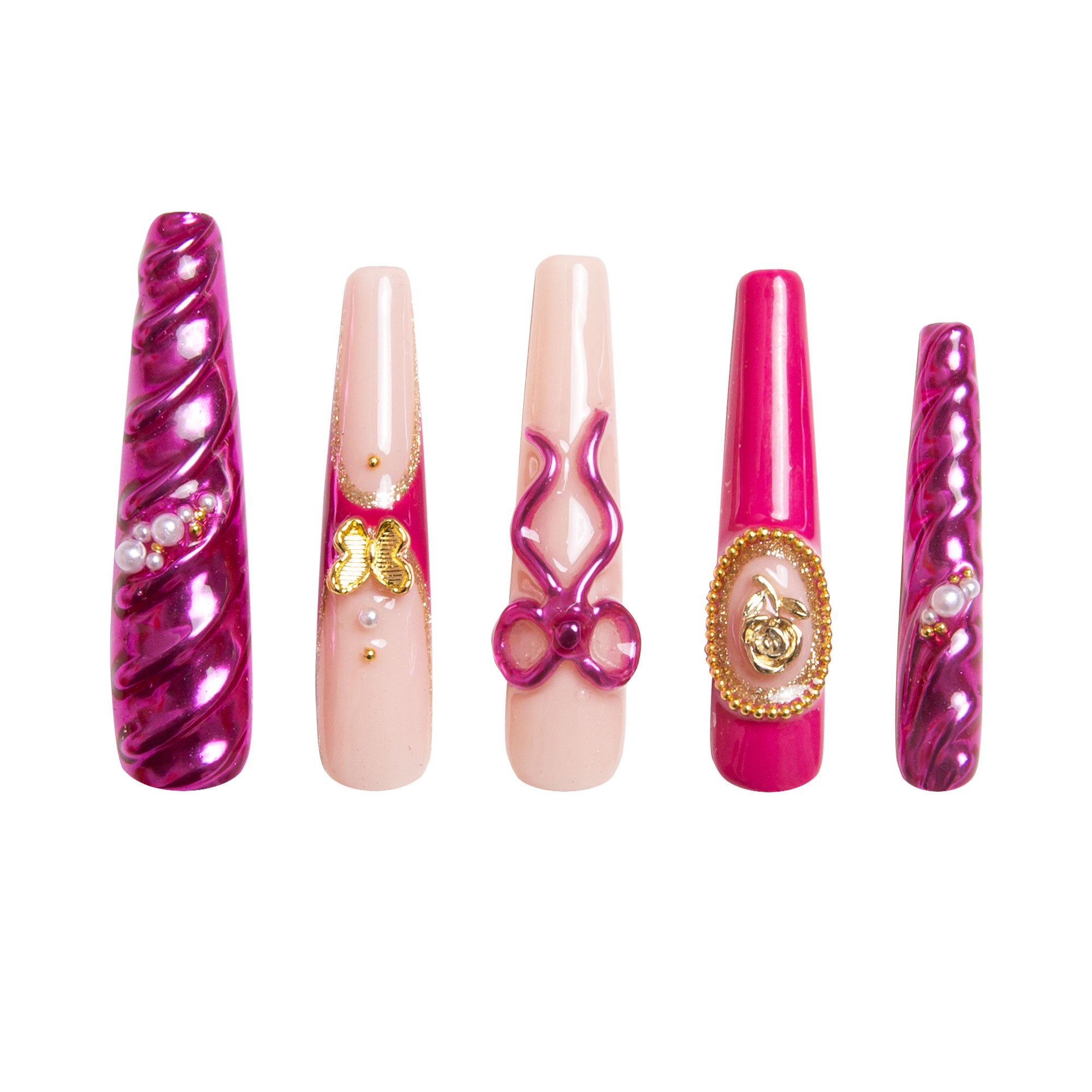 Fuchsia Wonderland Handmade Nails H373