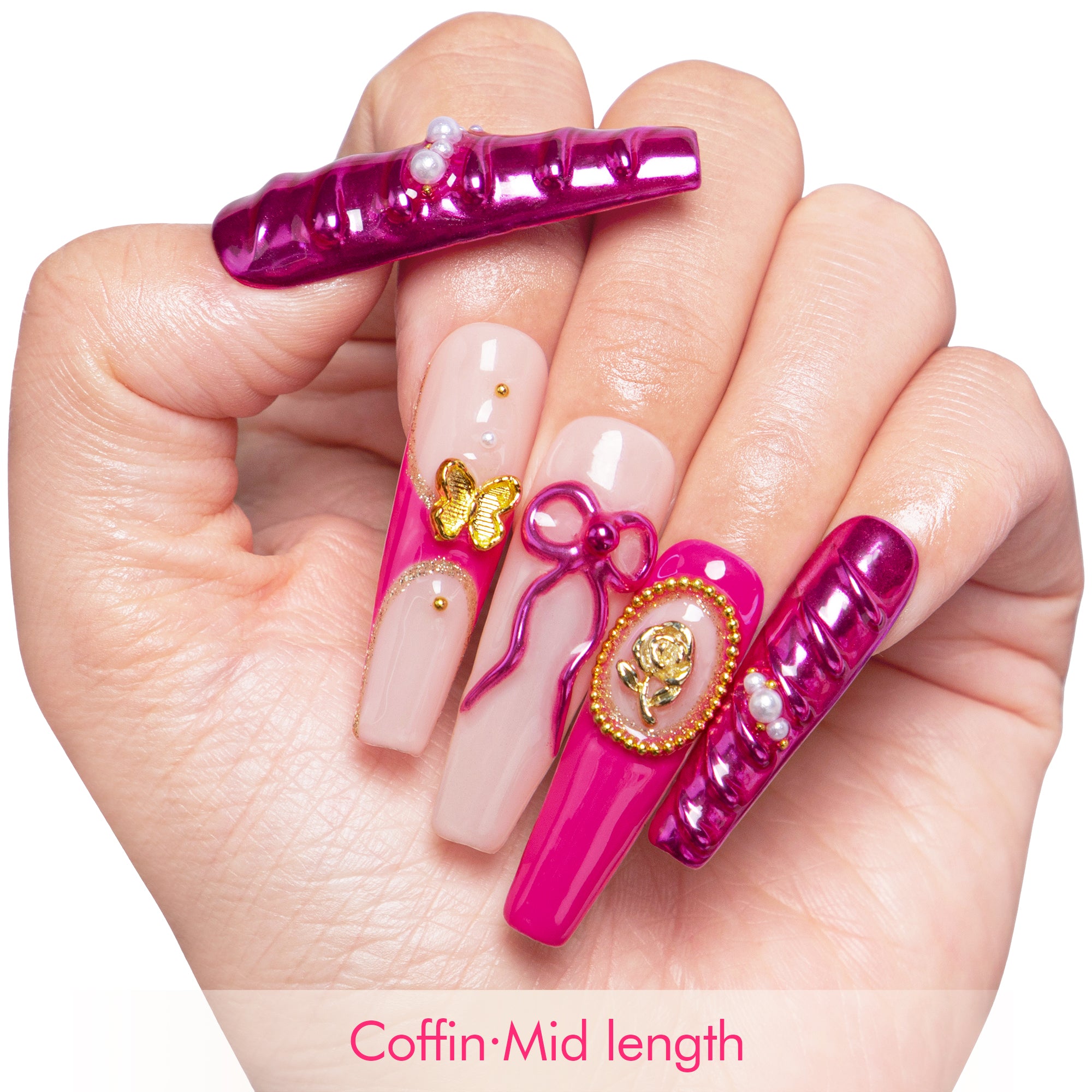 Fuchsia Wonderland Handmade Nails H373