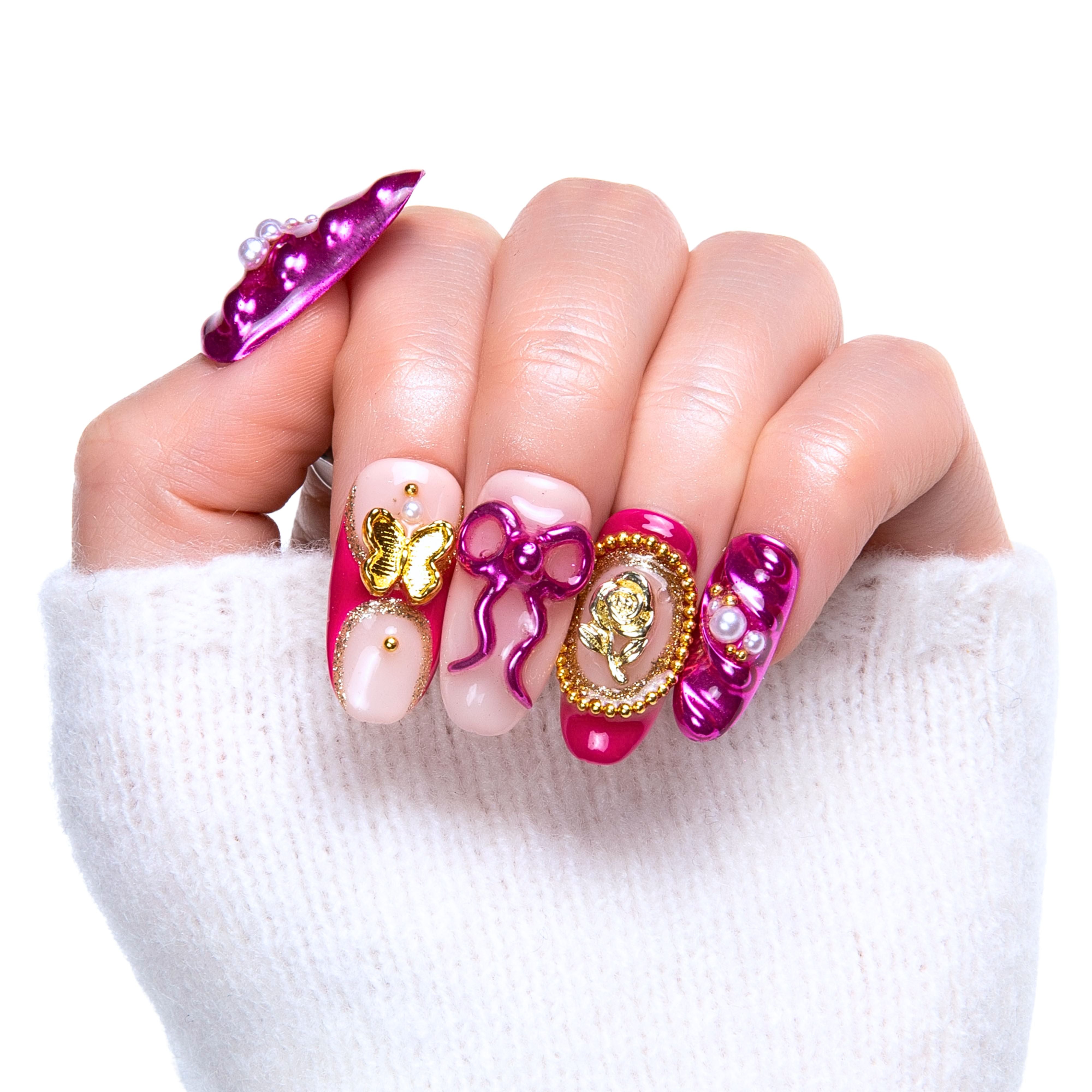 Fuchsia Wonderland Handmade Nails H373