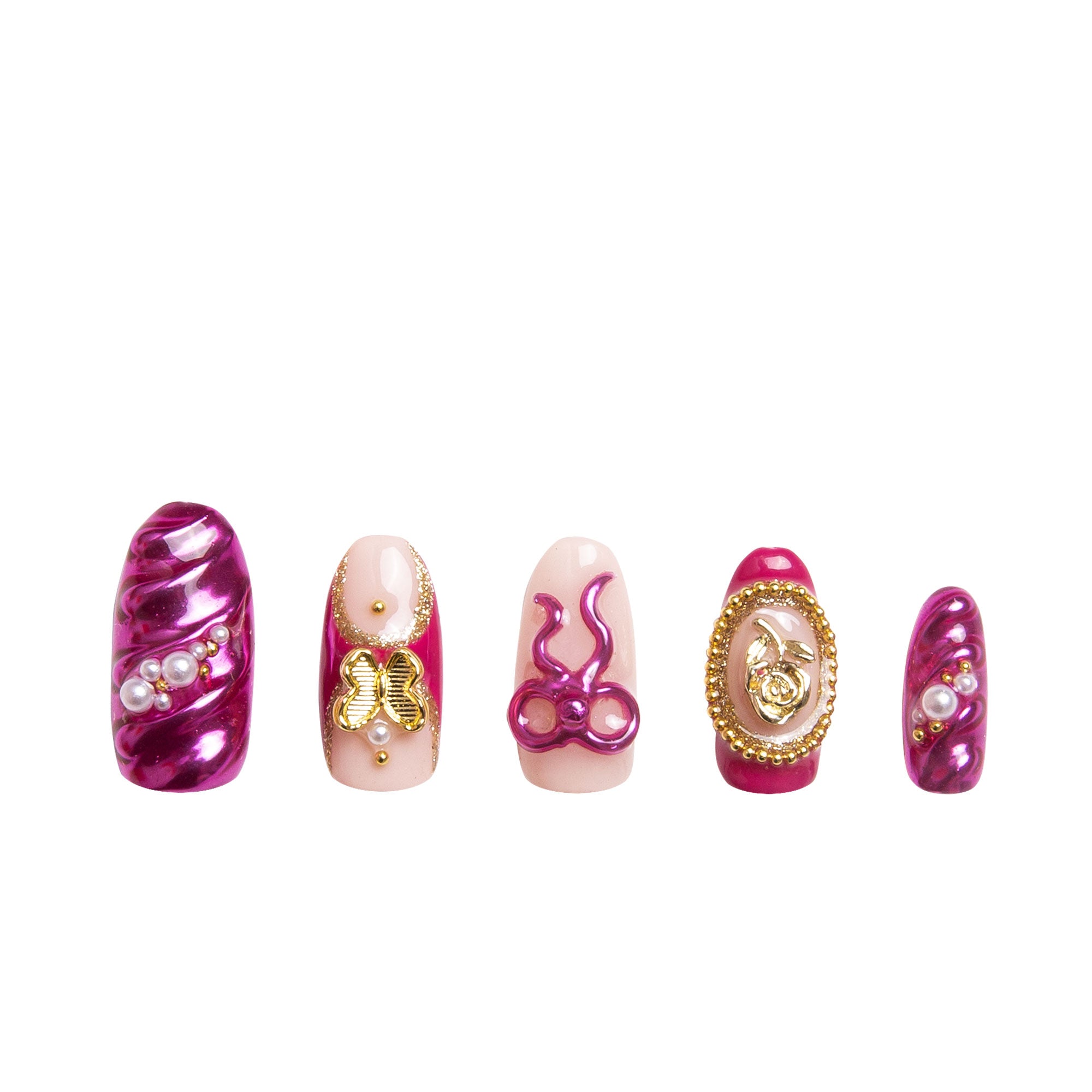 Fuchsia Wonderland Handmade Nails H373