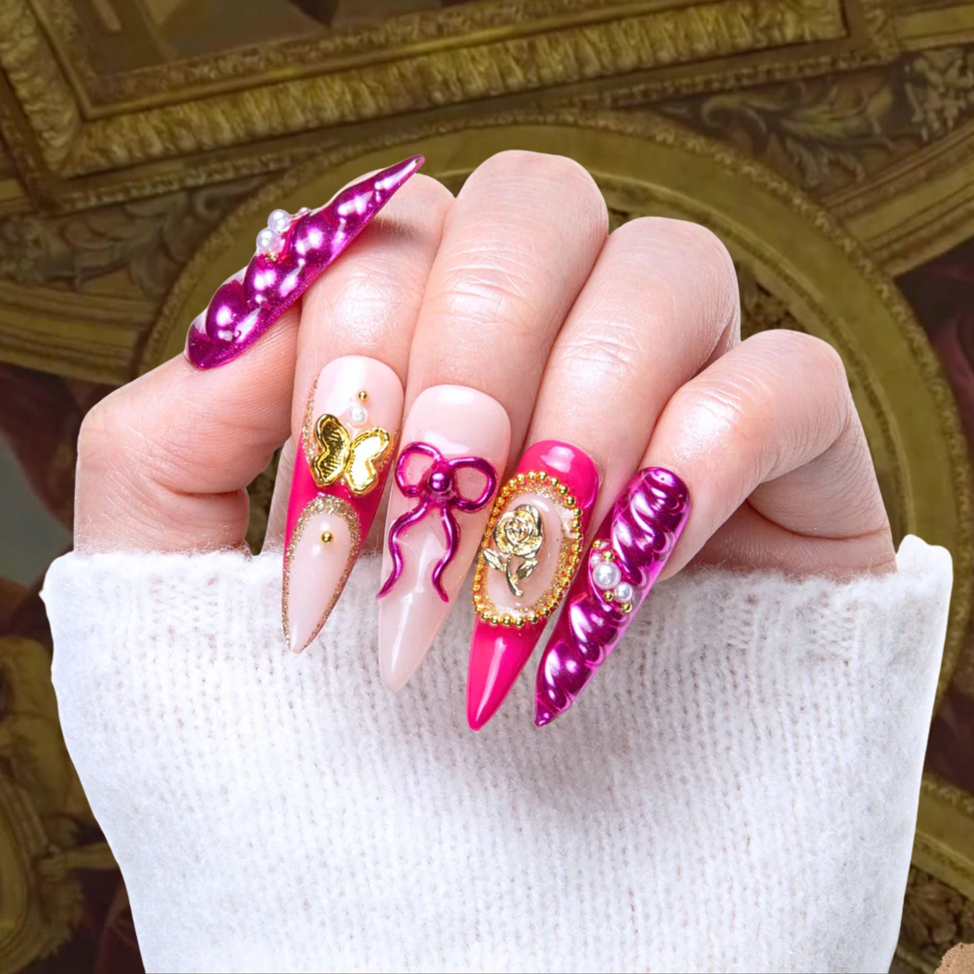 Fuchsia Wonderland Handmade Nails H373