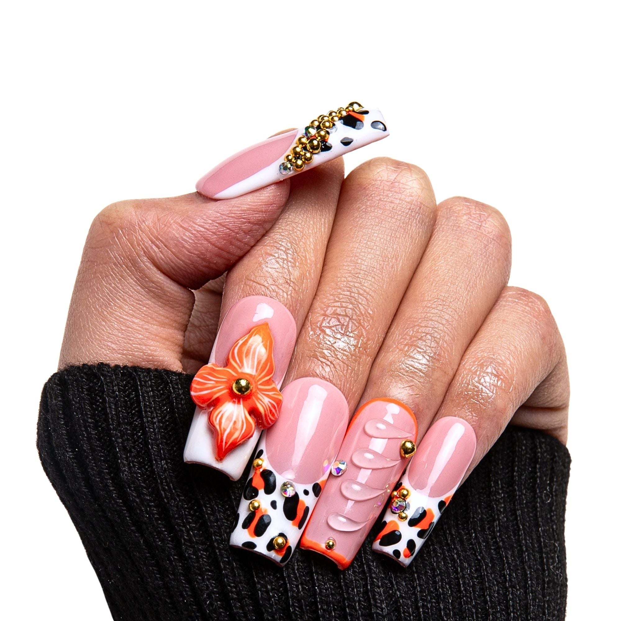 Tropical Sunset Handmade Nails H374