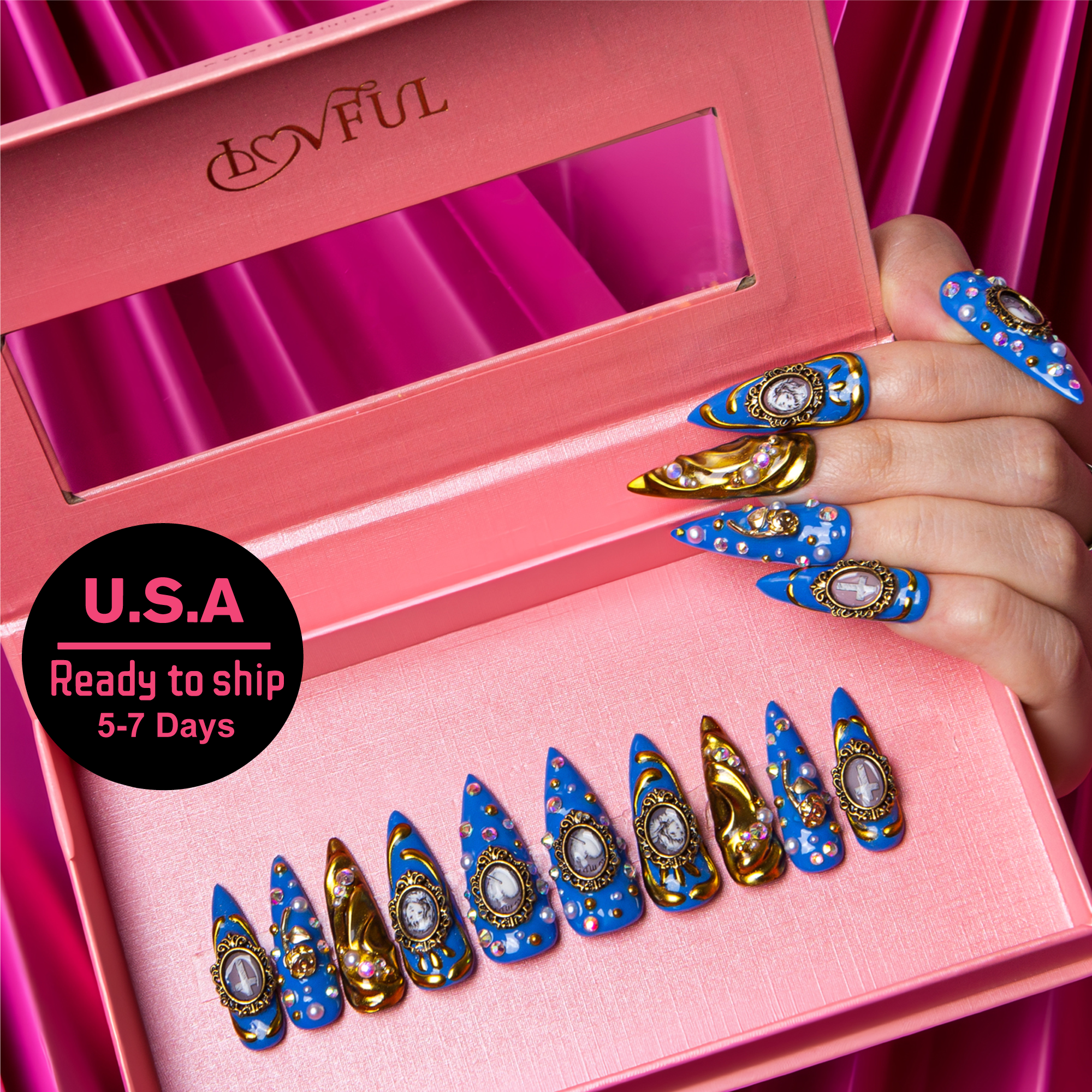 Baroque Elegance Handmade Nails H377 RTS