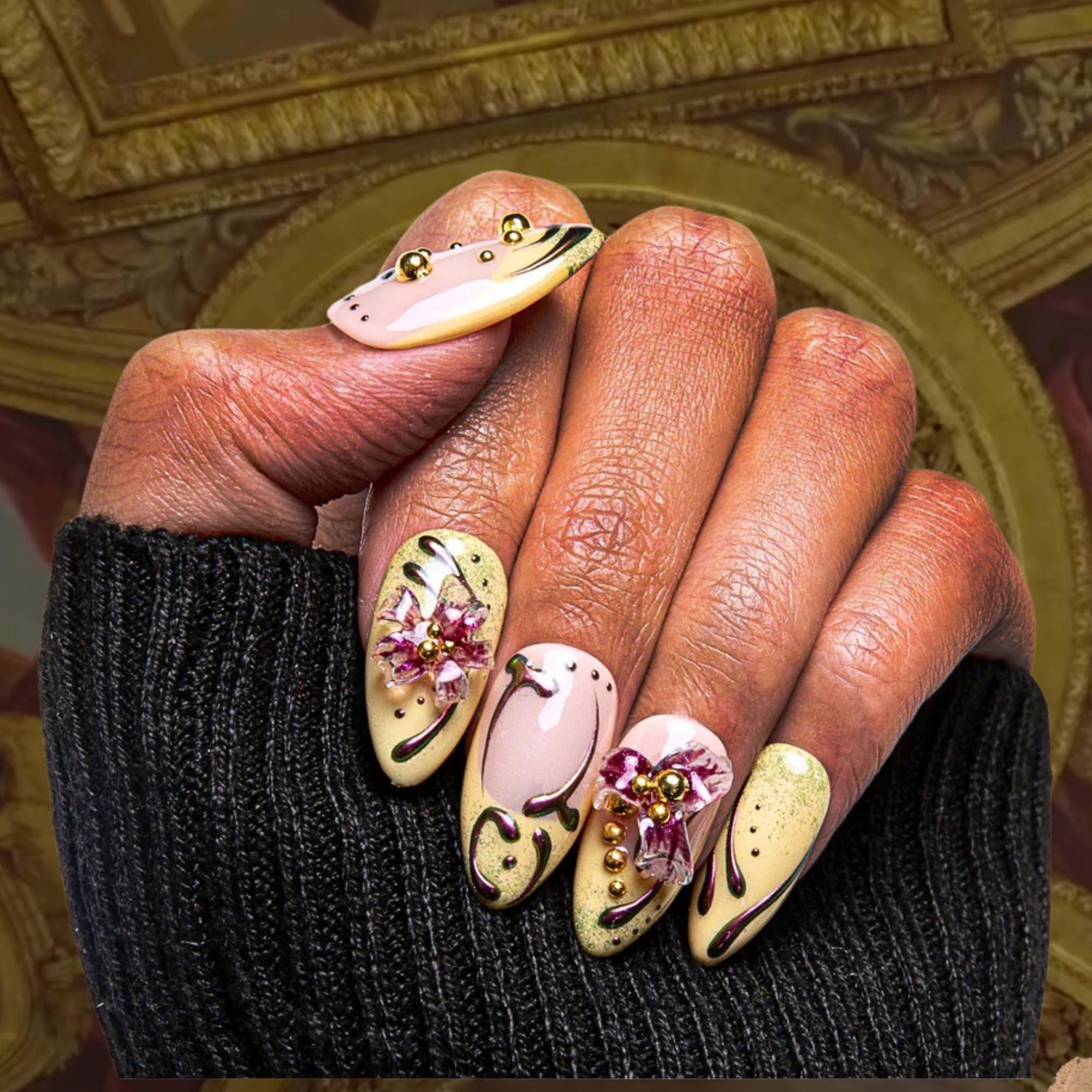 Vintage Bloom Handmade Nails H378