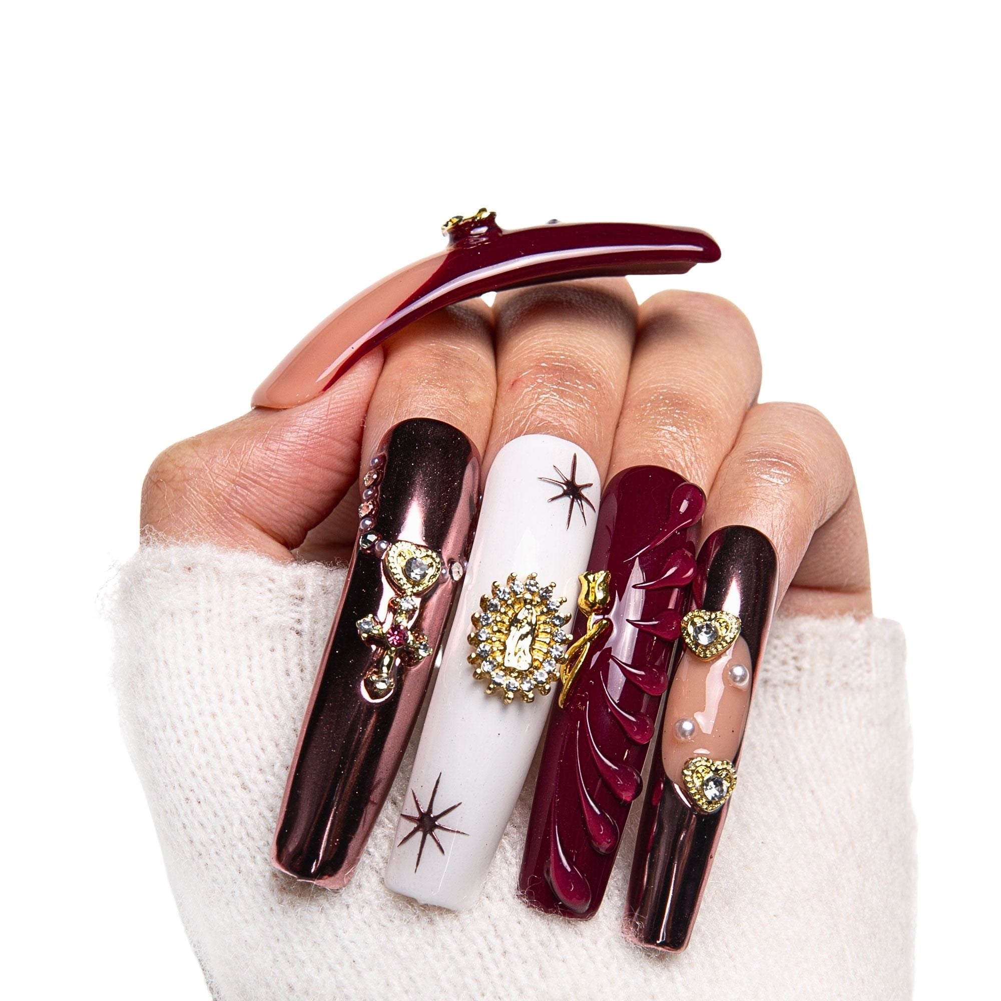 Royal Crimson Handmade Nails H383