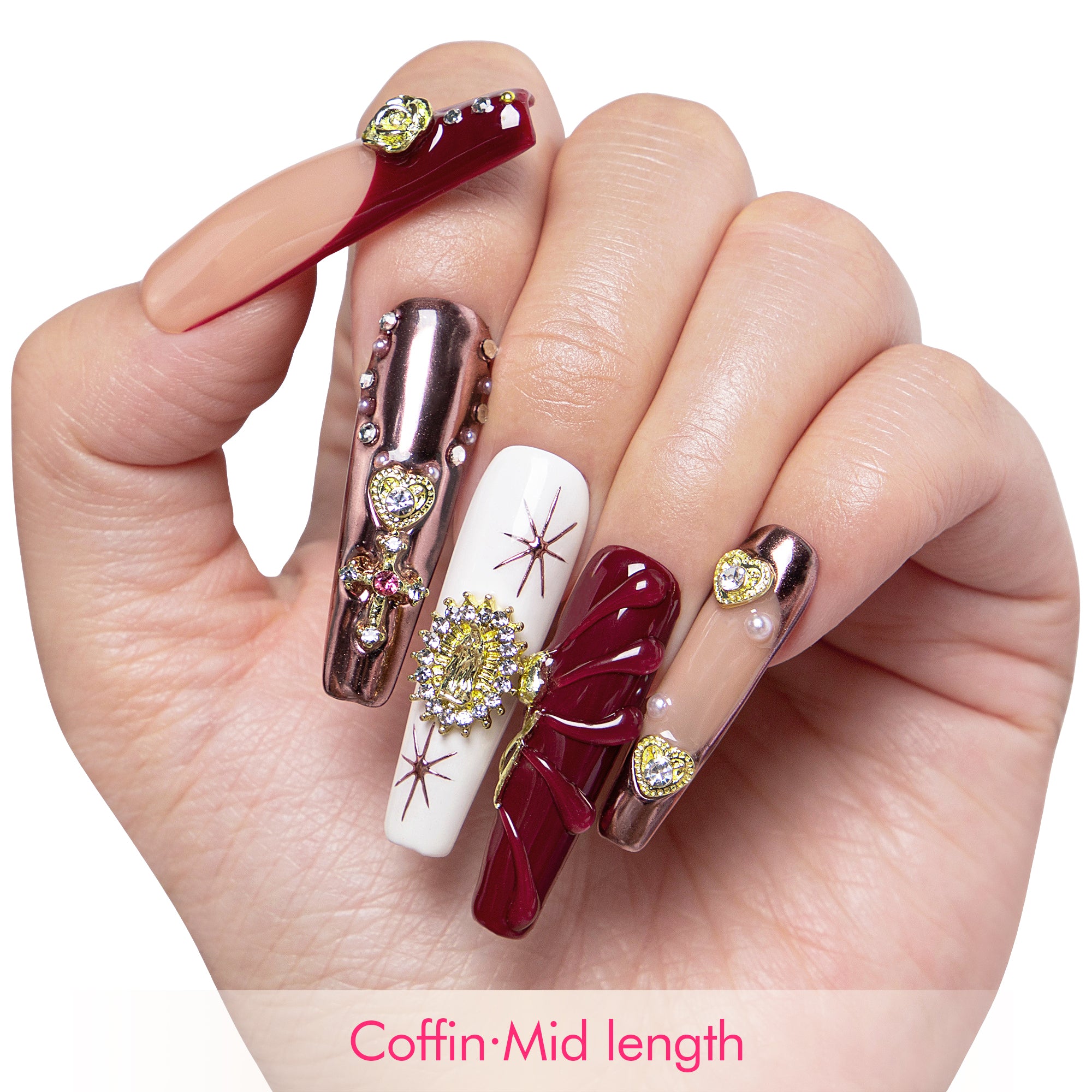 Royal Crimson Handmade Nails H383